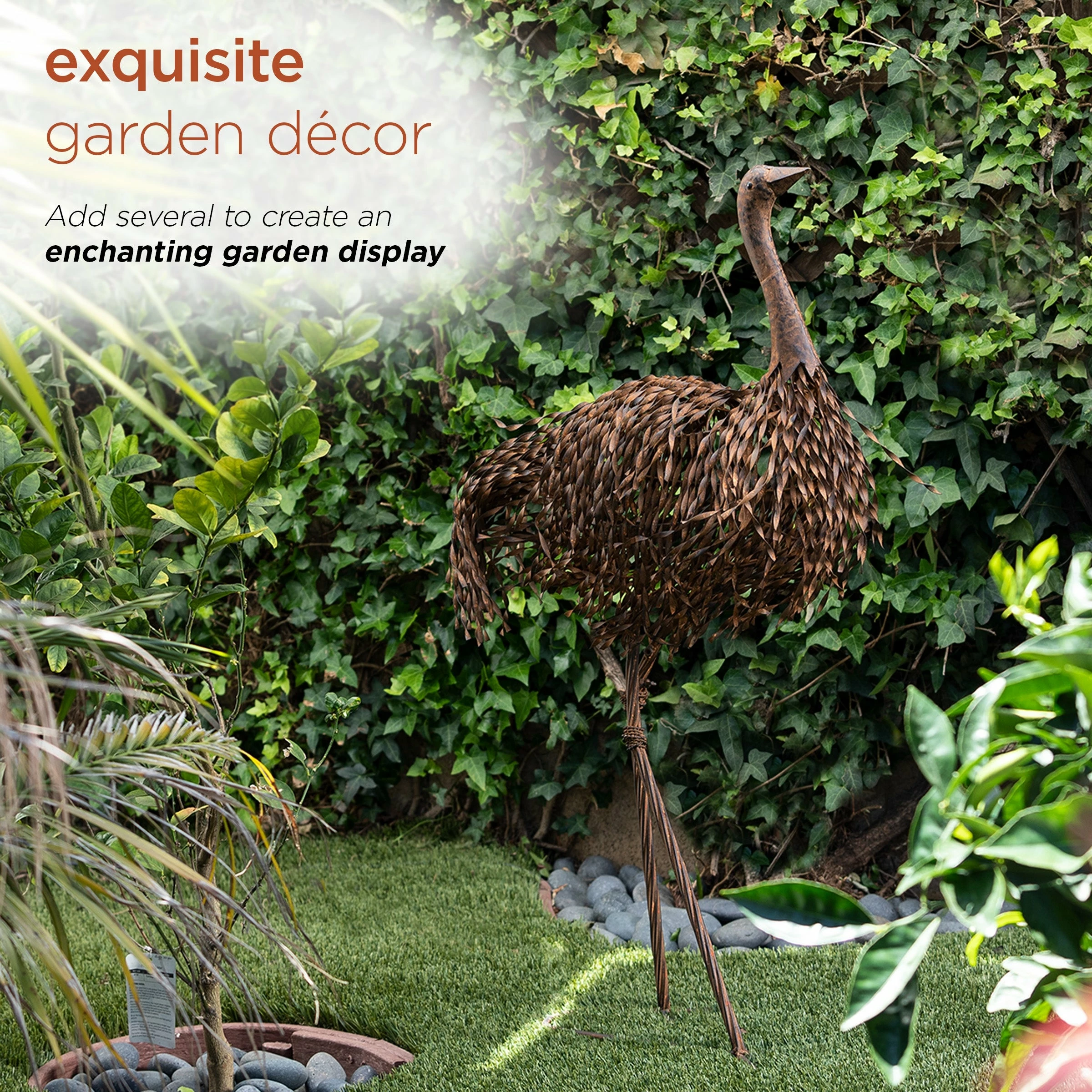 Budget β Alpine Corporation 39" Tall Outdoor Metal Ostrich Standing Yard Statue Decoration π― - Image 4