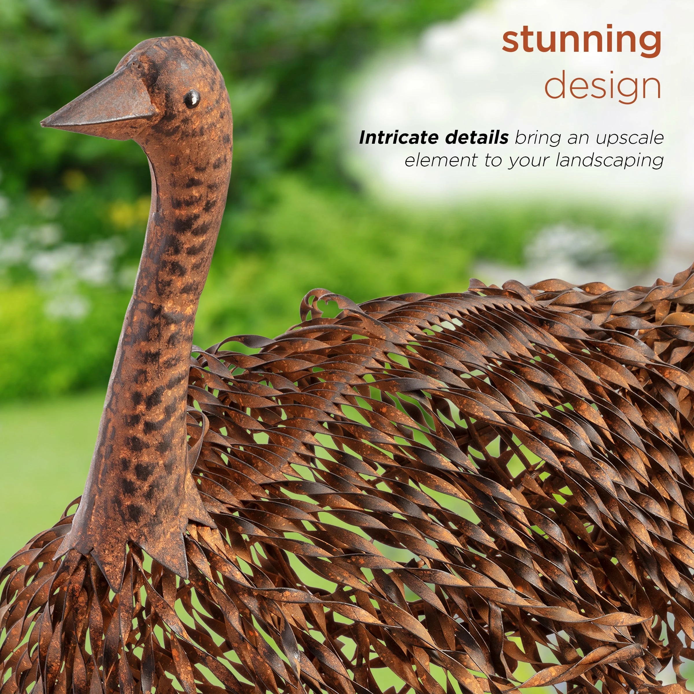 Budget β Alpine Corporation 39" Tall Outdoor Metal Ostrich Standing Yard Statue Decoration π― - Image 5