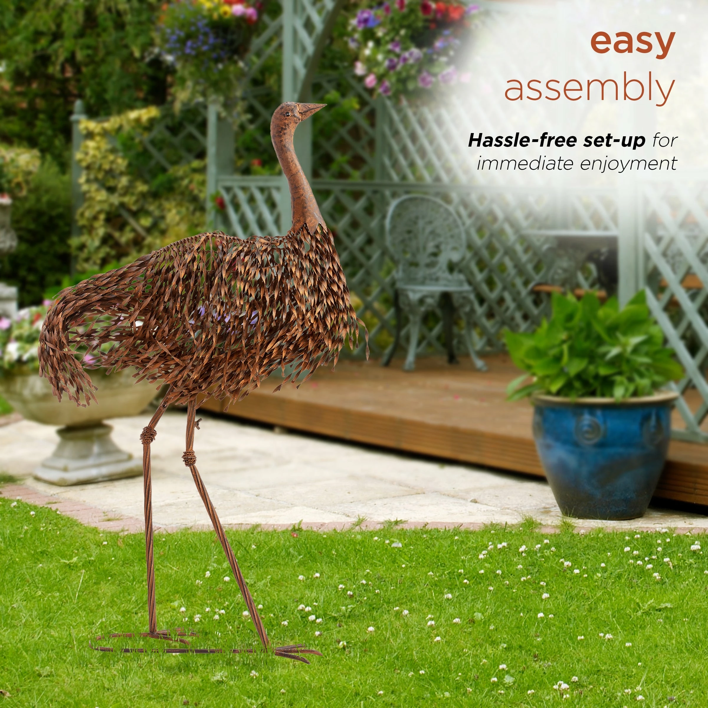 Budget β Alpine Corporation 39" Tall Outdoor Metal Ostrich Standing Yard Statue Decoration π― - Image 6