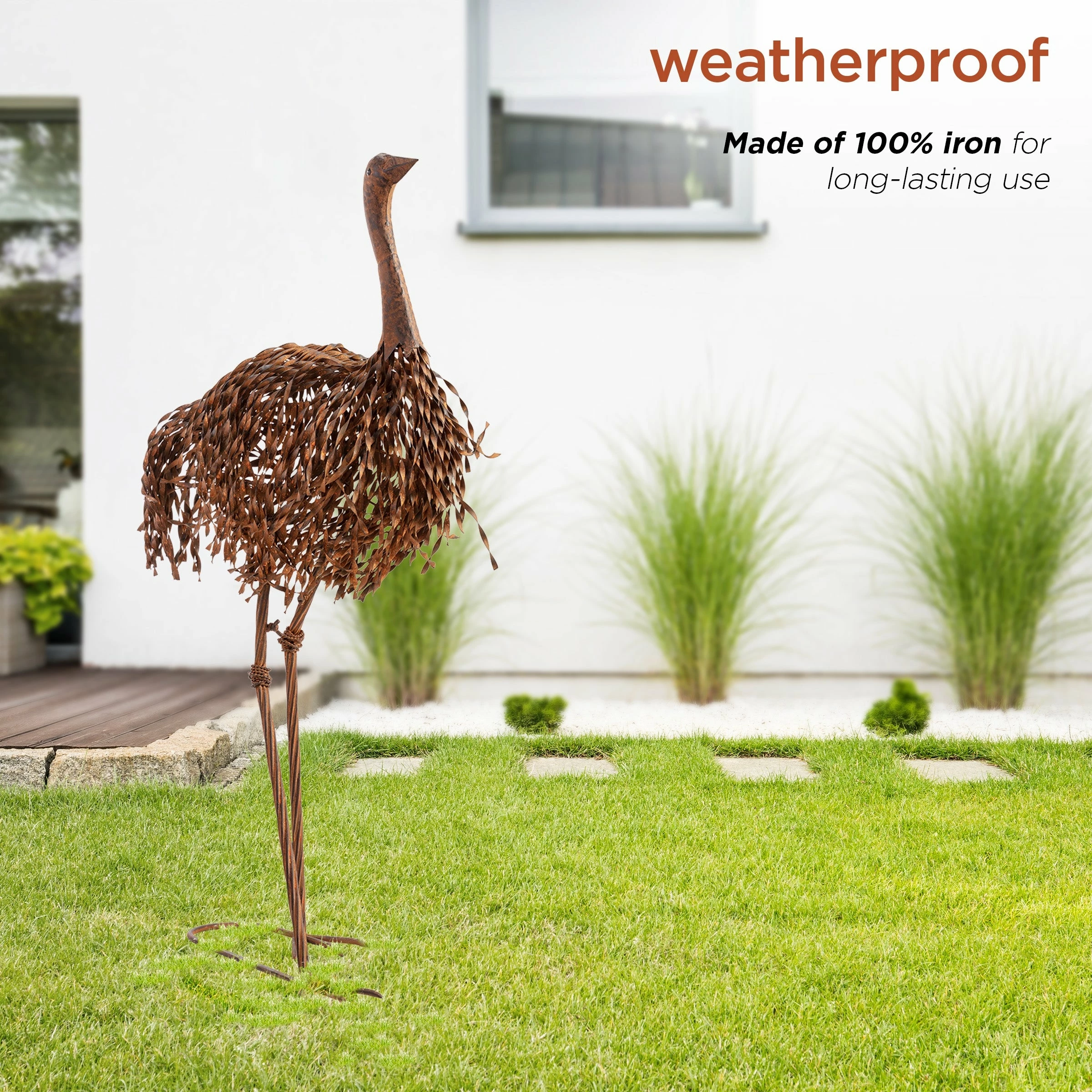 Budget β Alpine Corporation 39" Tall Outdoor Metal Ostrich Standing Yard Statue Decoration π― - Image 7