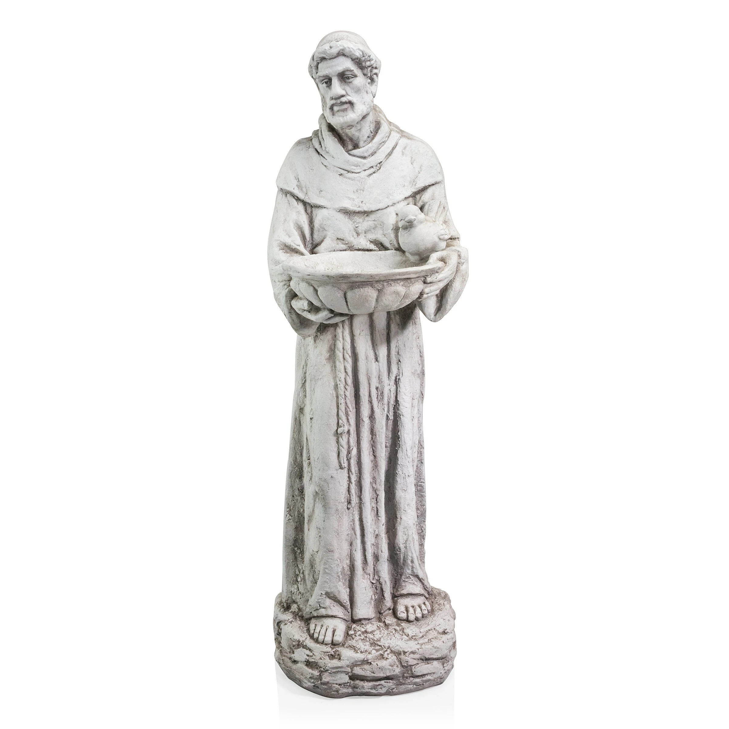 Outlet π₯ Alpine Corporation 45" Tall Outdoor Saint Francis Birdbath Statue Yard Art Decoration, Light Gray π― - Image 2