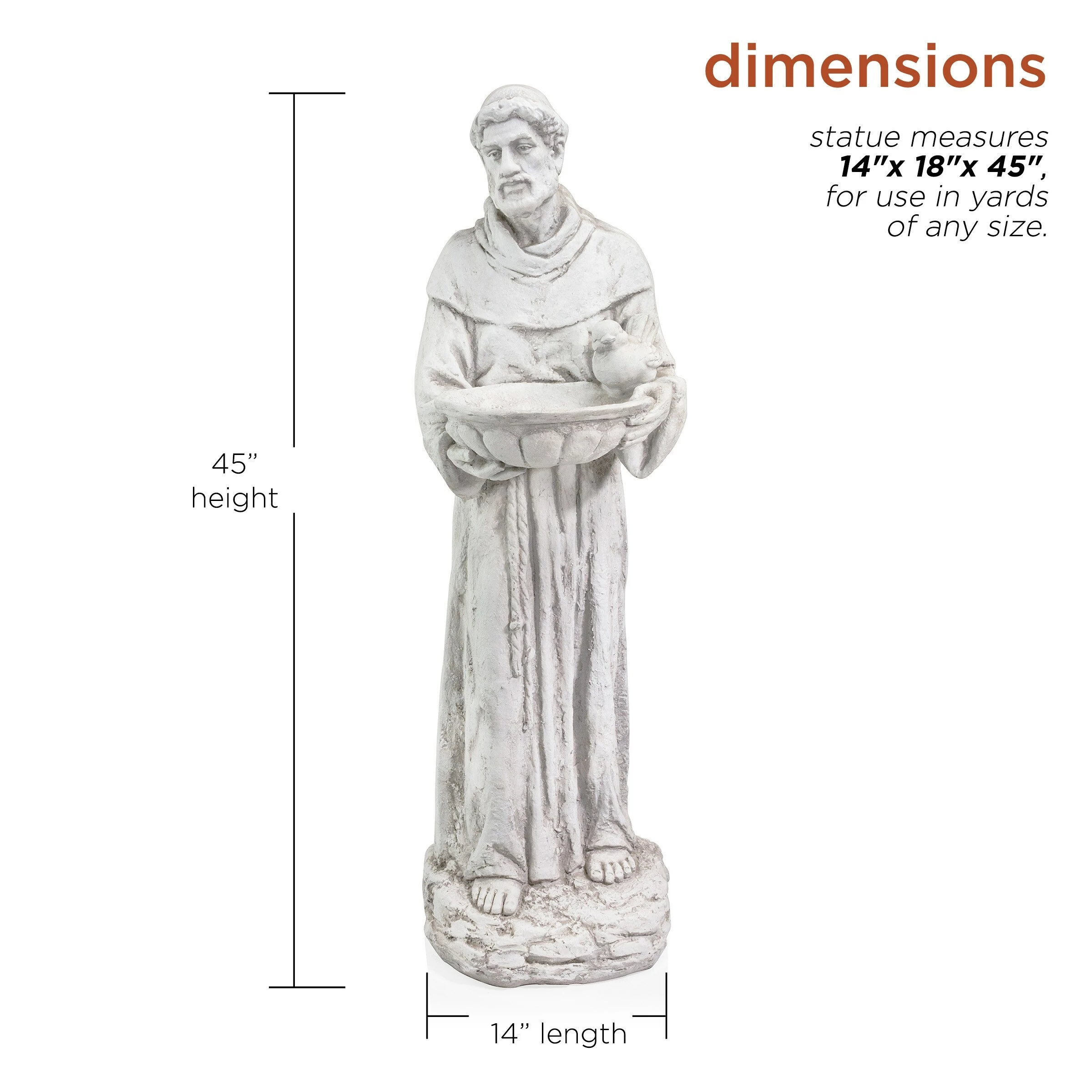 Outlet π₯ Alpine Corporation 45" Tall Outdoor Saint Francis Birdbath Statue Yard Art Decoration, Light Gray π― - Image 3