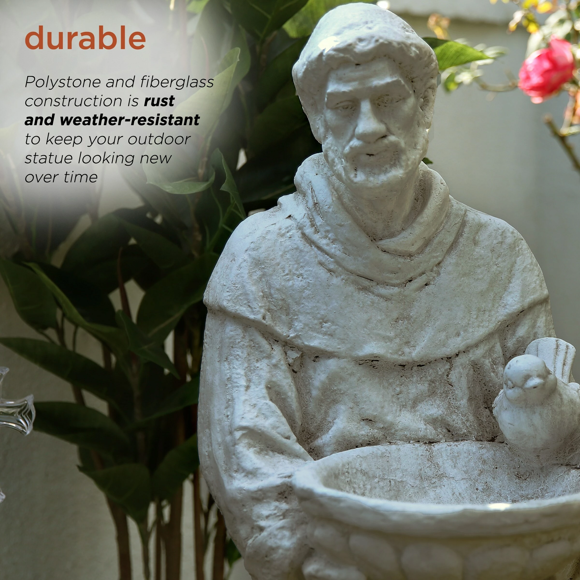 Outlet π₯ Alpine Corporation 45" Tall Outdoor Saint Francis Birdbath Statue Yard Art Decoration, Light Gray π― - Image 7