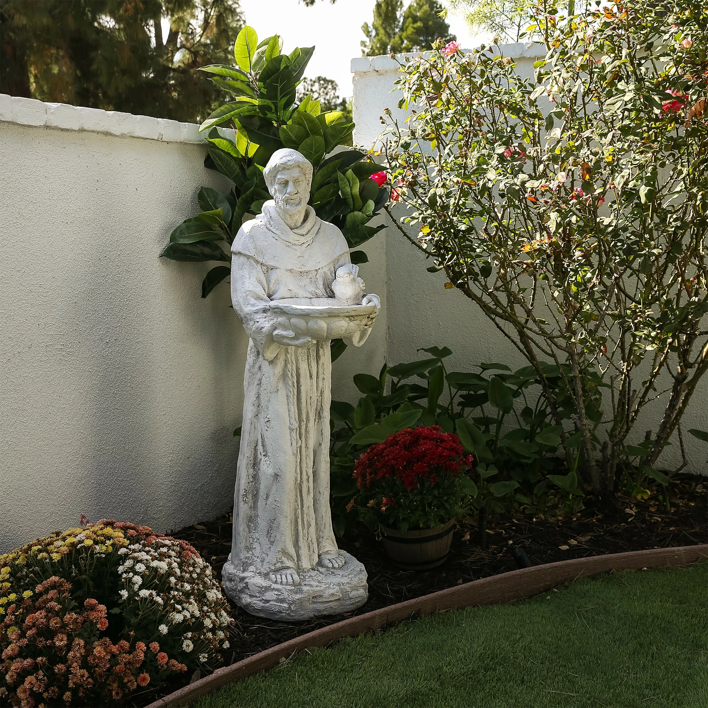 Outlet π₯ Alpine Corporation 45" Tall Outdoor Saint Francis Birdbath Statue Yard Art Decoration, Light Gray π―