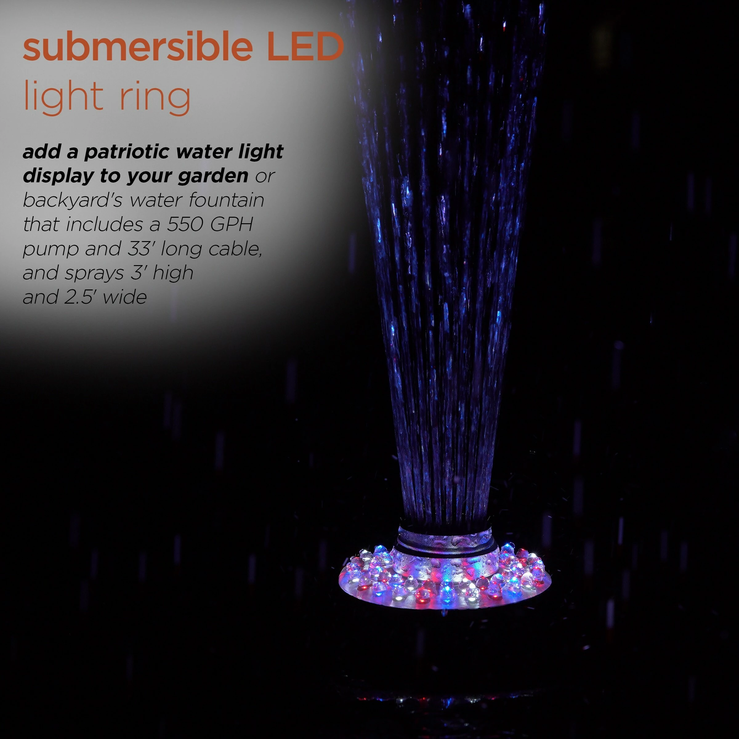 Budget π₯ Alpine Corporation 550-GPH Pump 48-LED Light Floating Spray Fountain, Black π₯ - Image 5