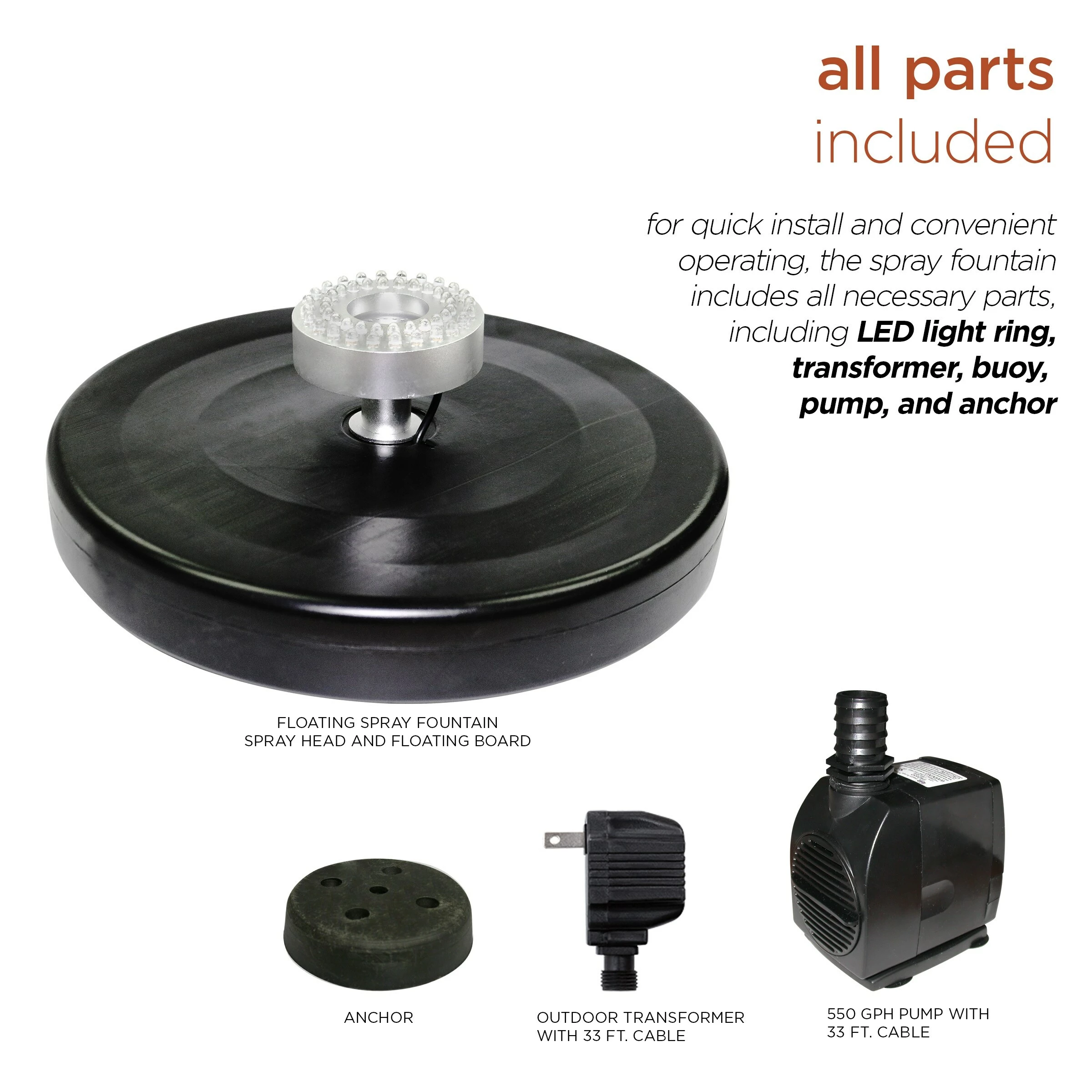 Budget π₯ Alpine Corporation 550-GPH Pump 48-LED Light Floating Spray Fountain, Black π₯ - Image 7