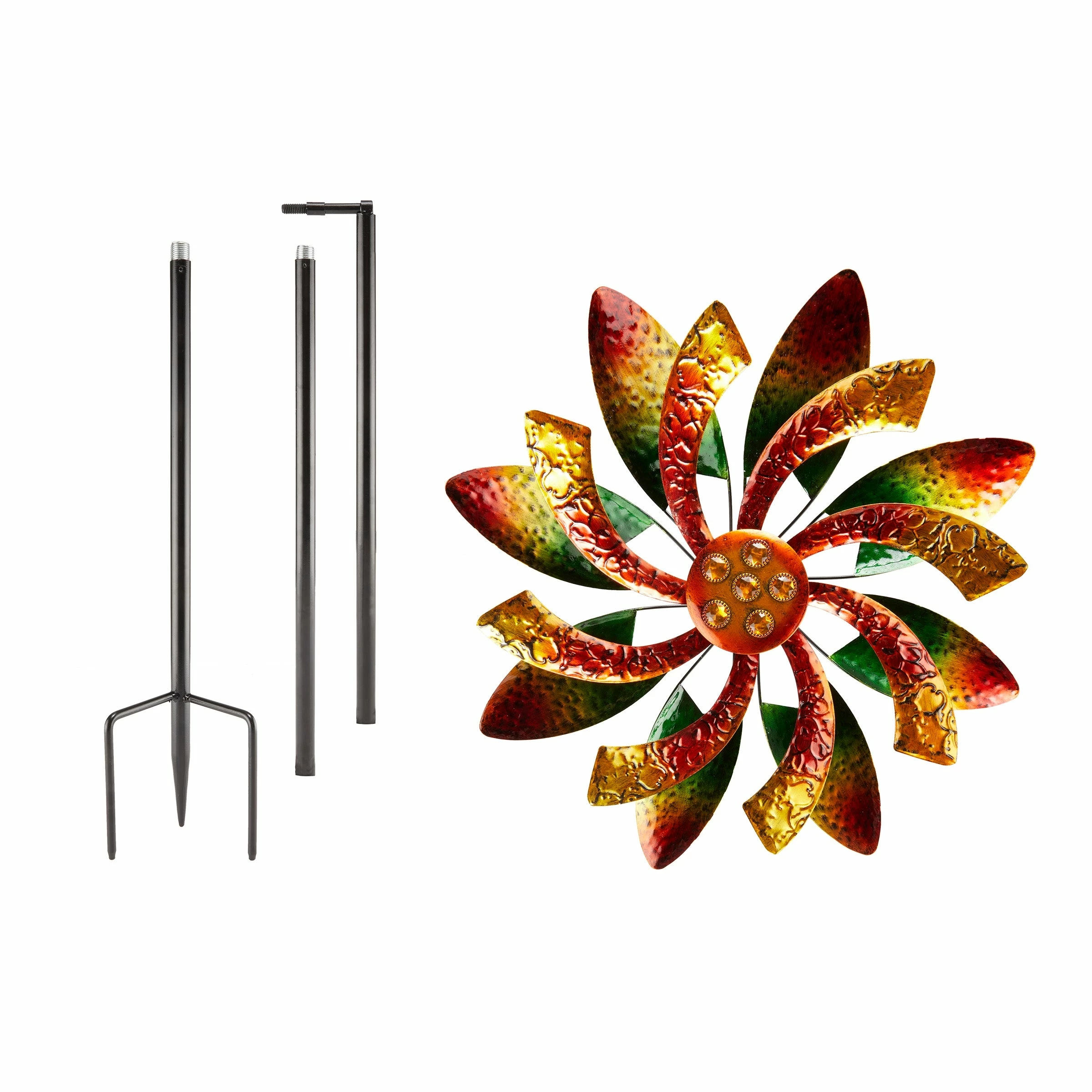 Deals β Alpine Corporation 64" Tall Floral Windmill Stake With Jeweled Kinetic Spinner, Green And Orange π - Image 11