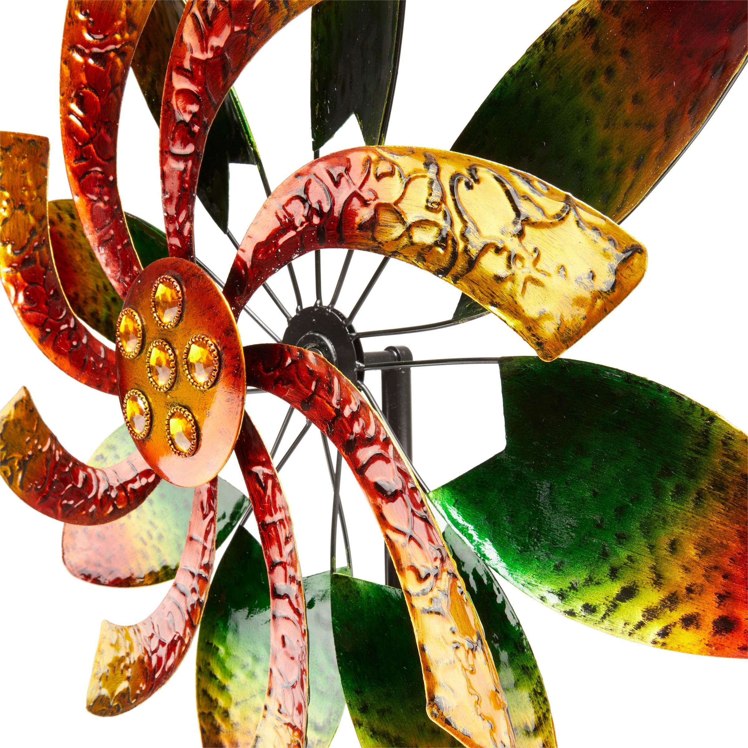 Deals β Alpine Corporation 64" Tall Floral Windmill Stake With Jeweled Kinetic Spinner, Green And Orange π - Image 12