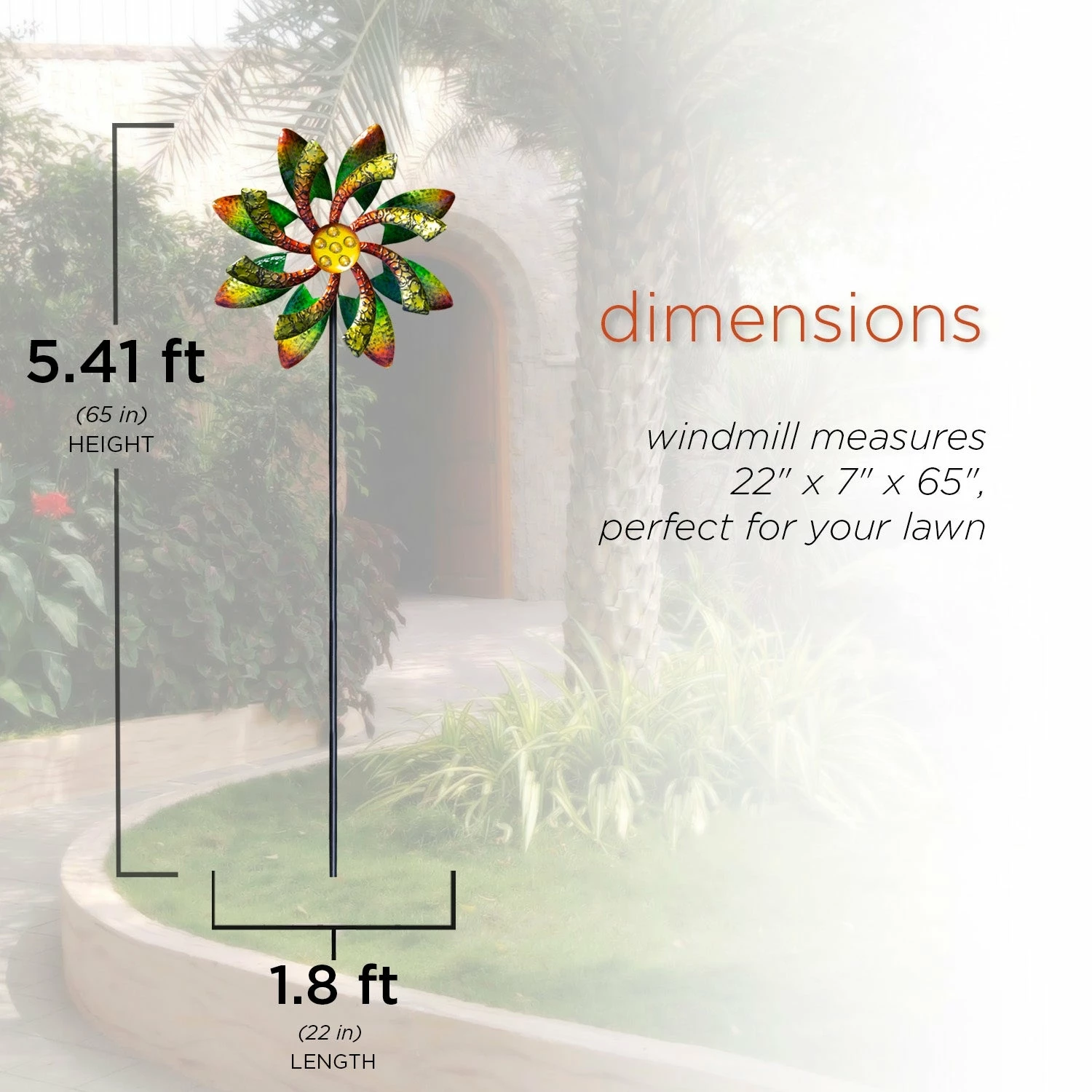 Deals β Alpine Corporation 64" Tall Floral Windmill Stake With Jeweled Kinetic Spinner, Green And Orange π - Image 3