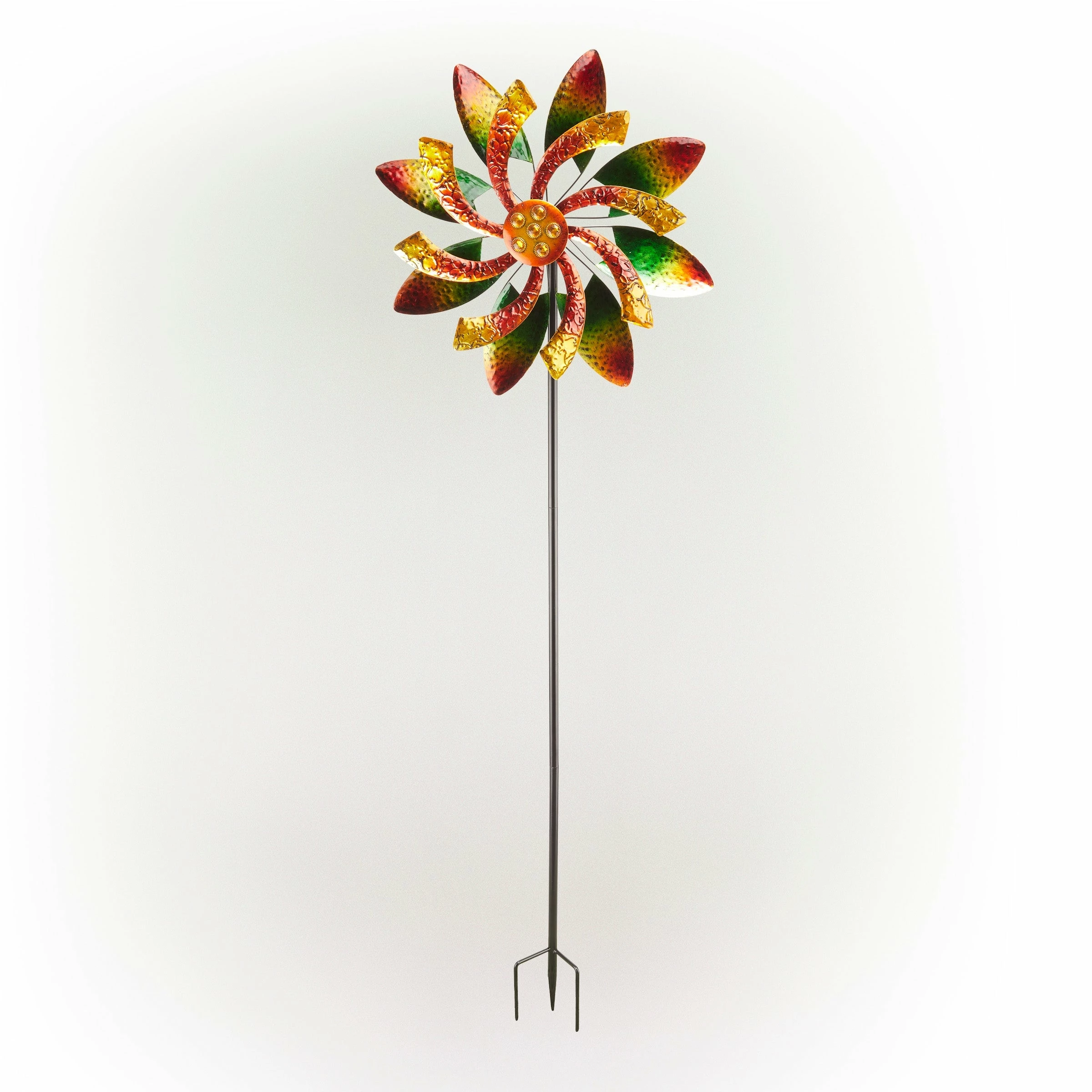 Deals β Alpine Corporation 64" Tall Floral Windmill Stake With Jeweled Kinetic Spinner, Green And Orange π - Image 10