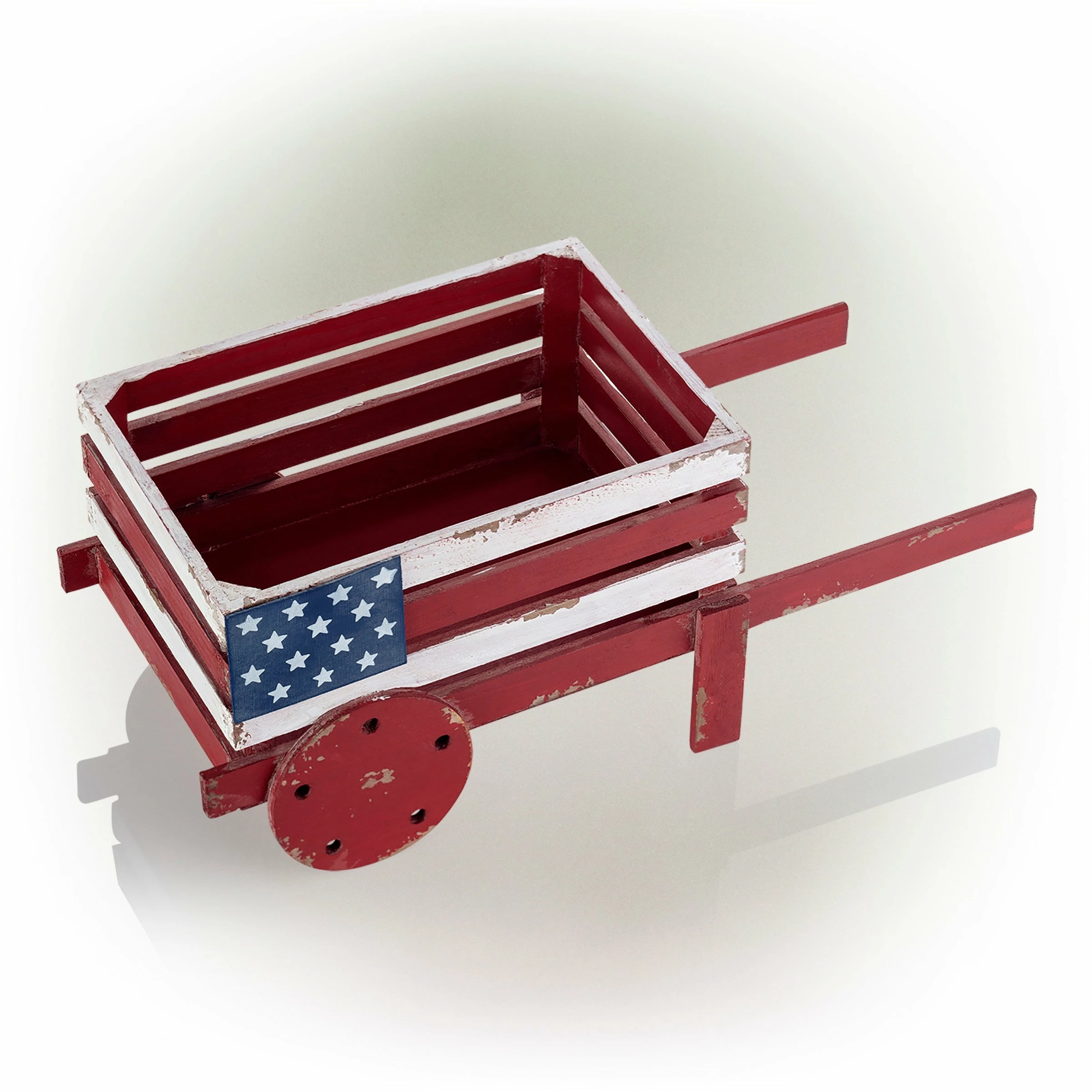 Outlet 𧨠Alpine Corporation 9" Tall Indoor/Outdoor Rustic Wooden American Flag Wheelbarrow Planter βοΈ - Image 11