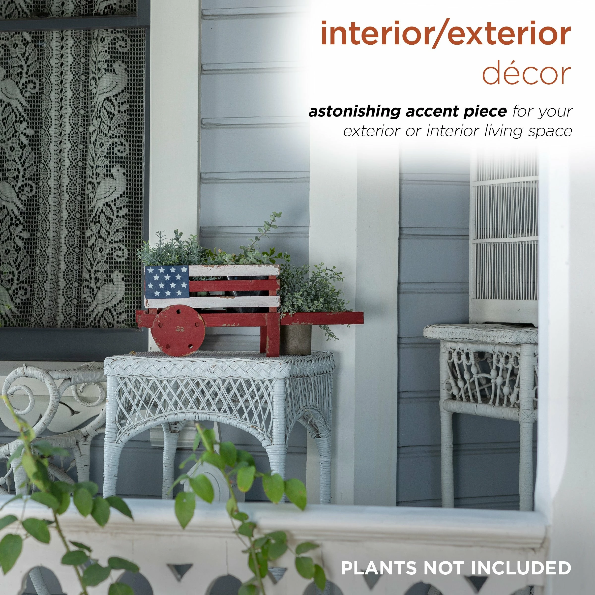 Outlet 𧨠Alpine Corporation 9" Tall Indoor/Outdoor Rustic Wooden American Flag Wheelbarrow Planter βοΈ - Image 4