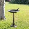 Flash Sale 🥰 Alpine Corporation 27" Tall Outdoor Antique Style Bronze Birdbath Bowl With Bird Figurine 🤩