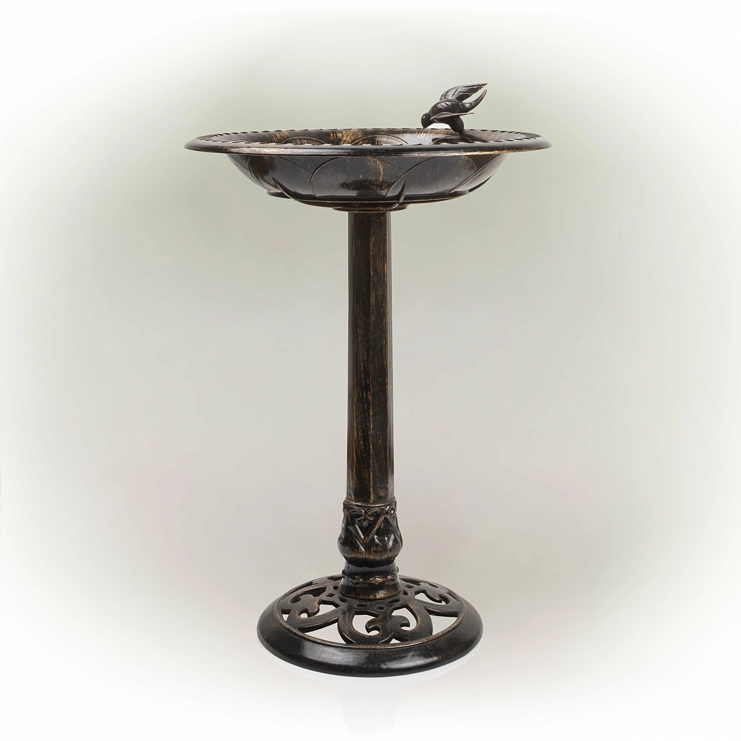 Flash Sale π₯° Alpine Corporation 27" Tall Outdoor Antique Style Bronze Birdbath Bowl With Bird Figurine π€© - Image 8
