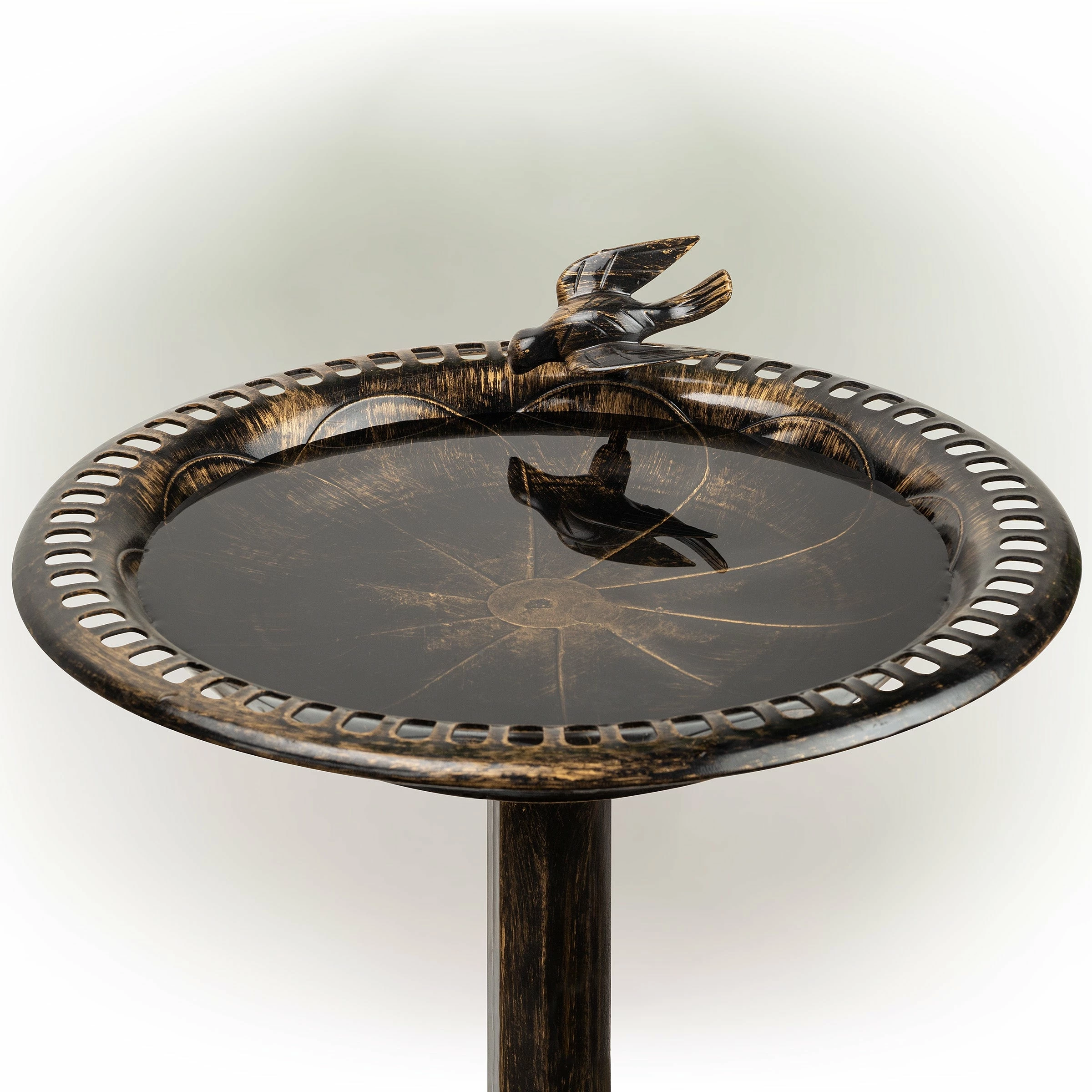 Flash Sale π₯° Alpine Corporation 27" Tall Outdoor Antique Style Bronze Birdbath Bowl With Bird Figurine π€© - Image 9