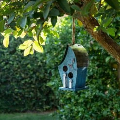 Flash Sale π Alpine Corporation 12" Tall Outdoor Hanging Wood And Metal Birdhouse, Blue β