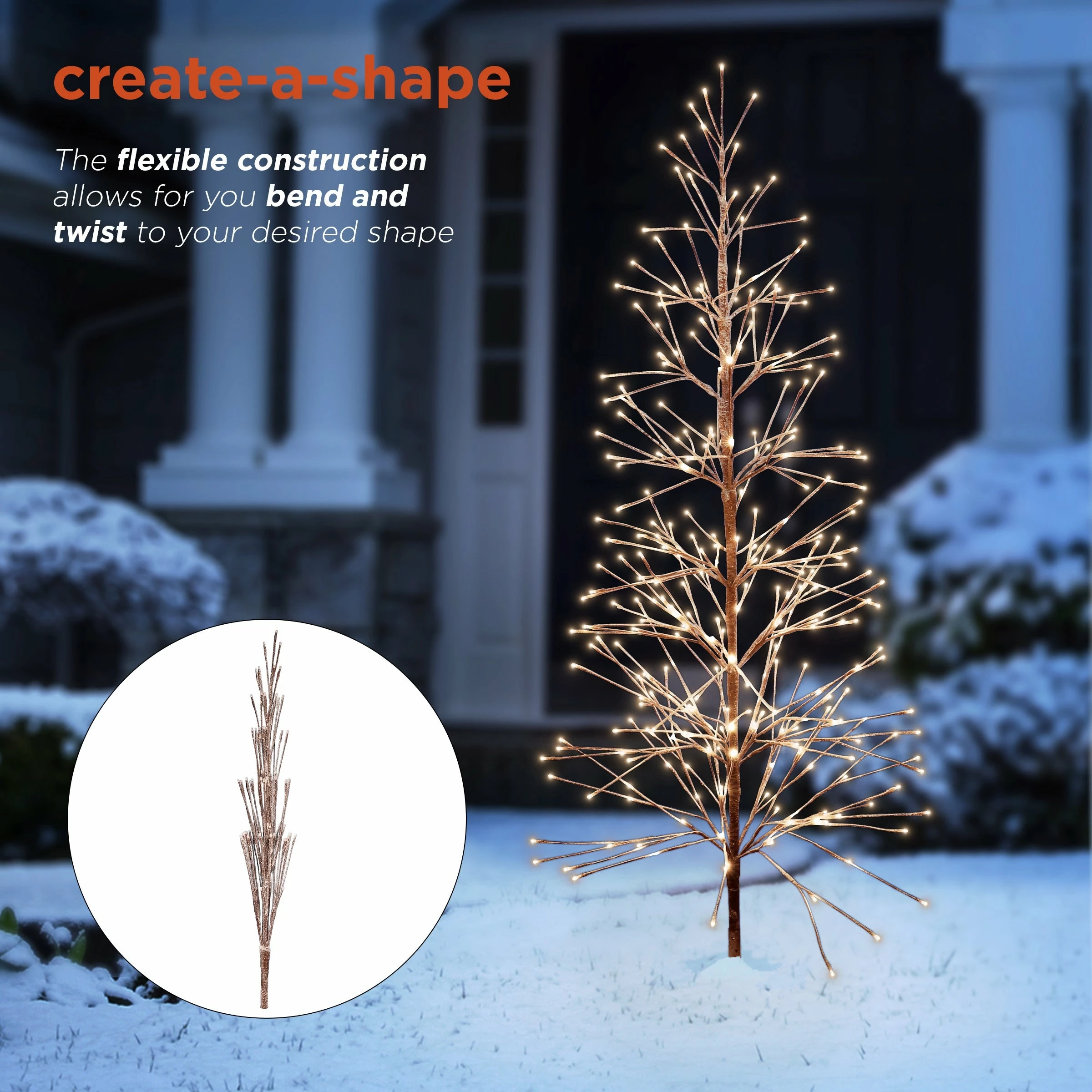 Wholesale β Alpine Corporation 71"H Indoor/Outdoor Artificial Flocked π Christmas Tree With White LED Lights, Brown π - Image 5