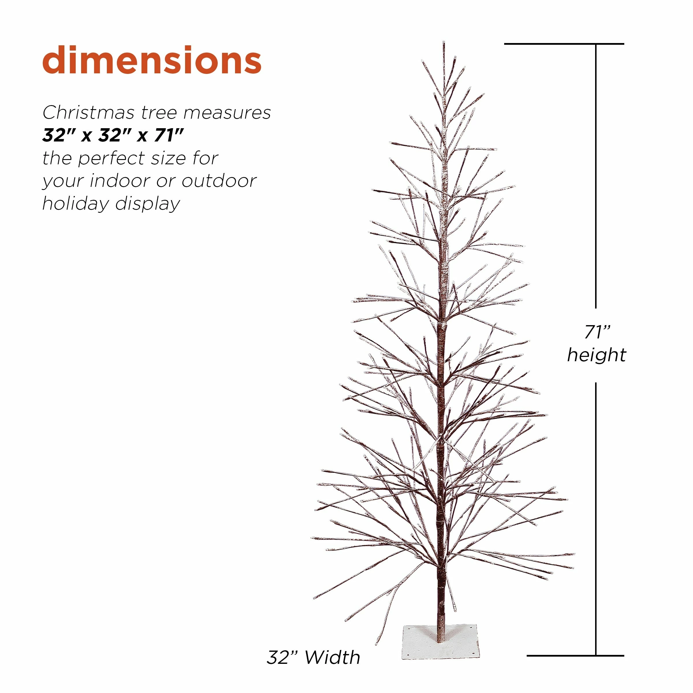 Wholesale β Alpine Corporation 71"H Indoor/Outdoor Artificial Flocked π Christmas Tree With White LED Lights, Brown π - Image 3