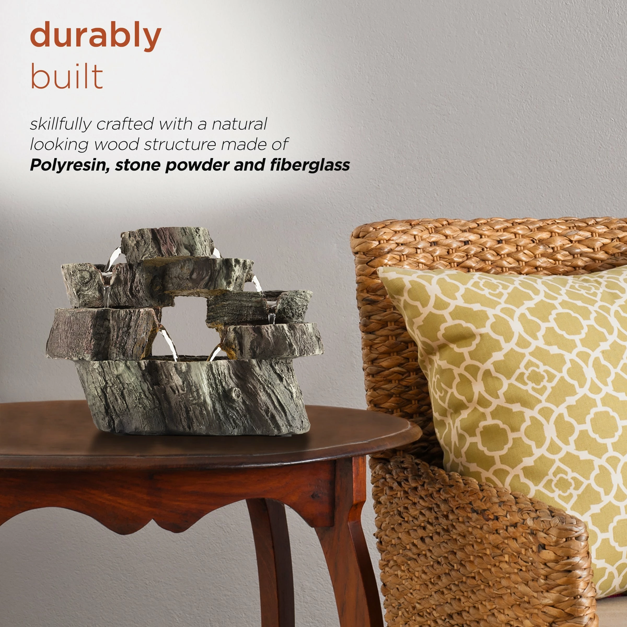 Cheapest π Alpine Corporation 10" Tall Indoor Tabletop Circular Tiered Tree Trunk Waterfall Fountain With LED Lights π - Image 7