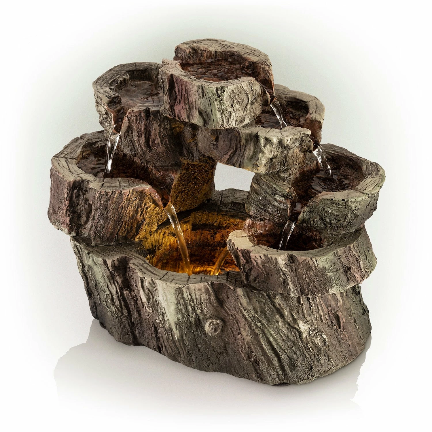 Cheapest π Alpine Corporation 10" Tall Indoor Tabletop Circular Tiered Tree Trunk Waterfall Fountain With LED Lights π - Image 8