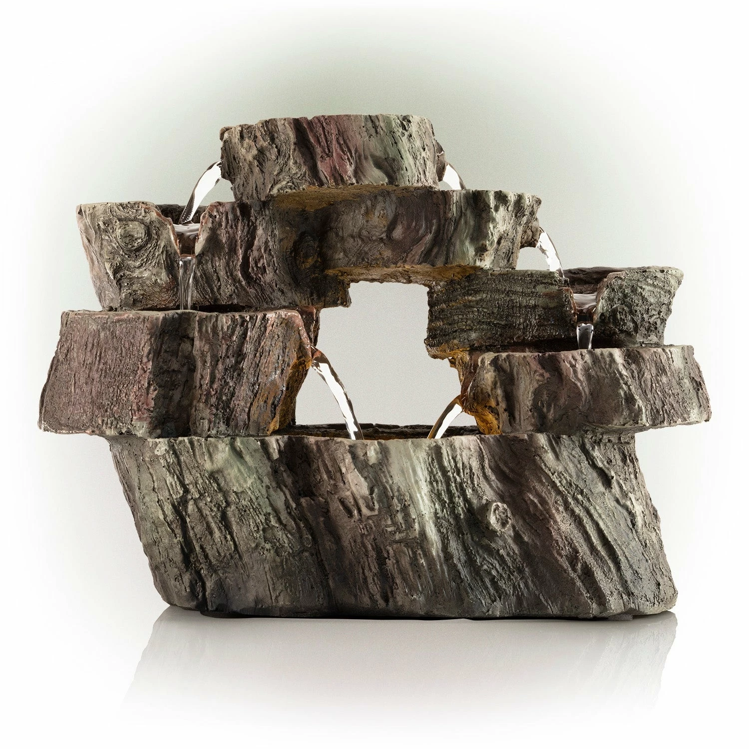 Cheapest π Alpine Corporation 10" Tall Indoor Tabletop Circular Tiered Tree Trunk Waterfall Fountain With LED Lights π - Image 9