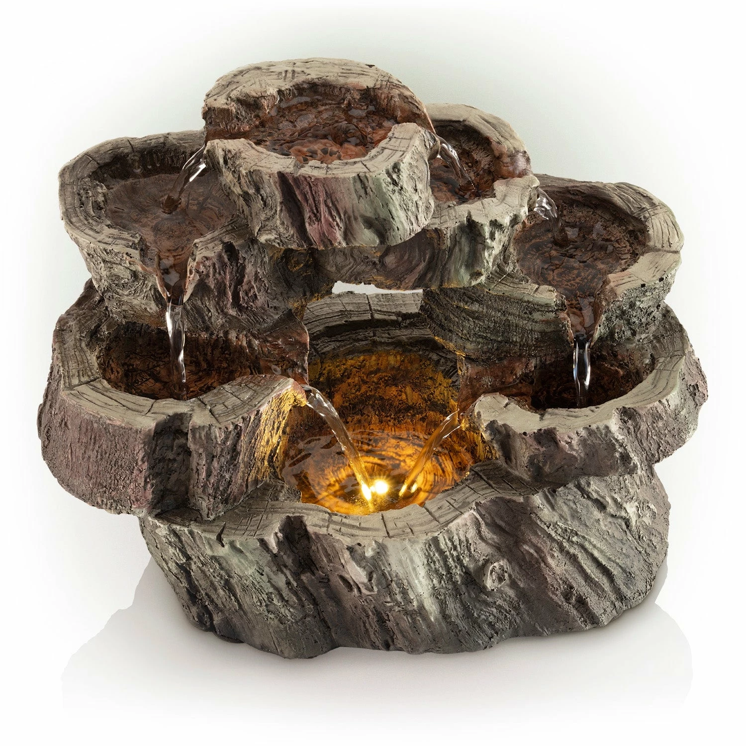 Cheapest π Alpine Corporation 10" Tall Indoor Tabletop Circular Tiered Tree Trunk Waterfall Fountain With LED Lights π - Image 10