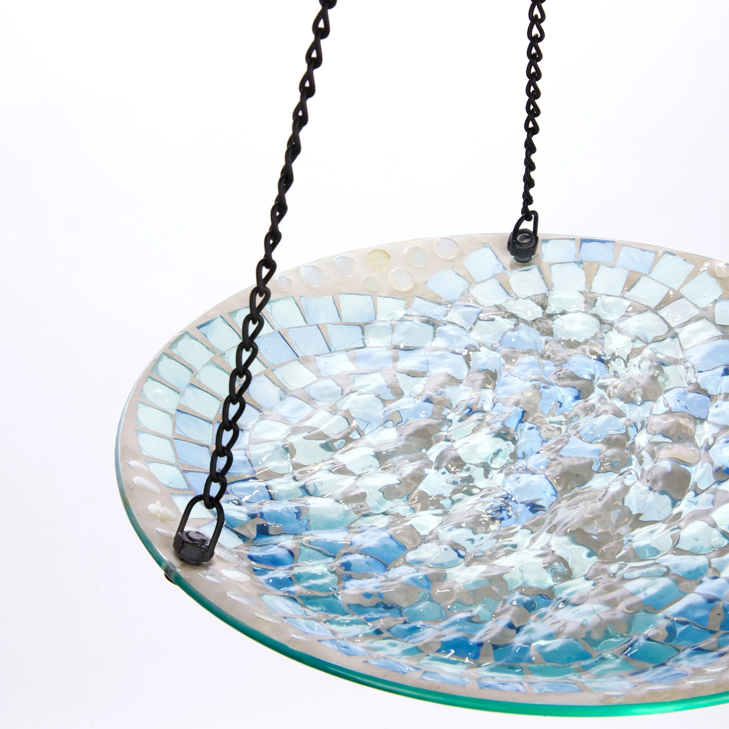 Flash Sale π Alpine Corporation 10" Round Glass Mosaic Hanging Birdbath, Blue β¨ - Image 10