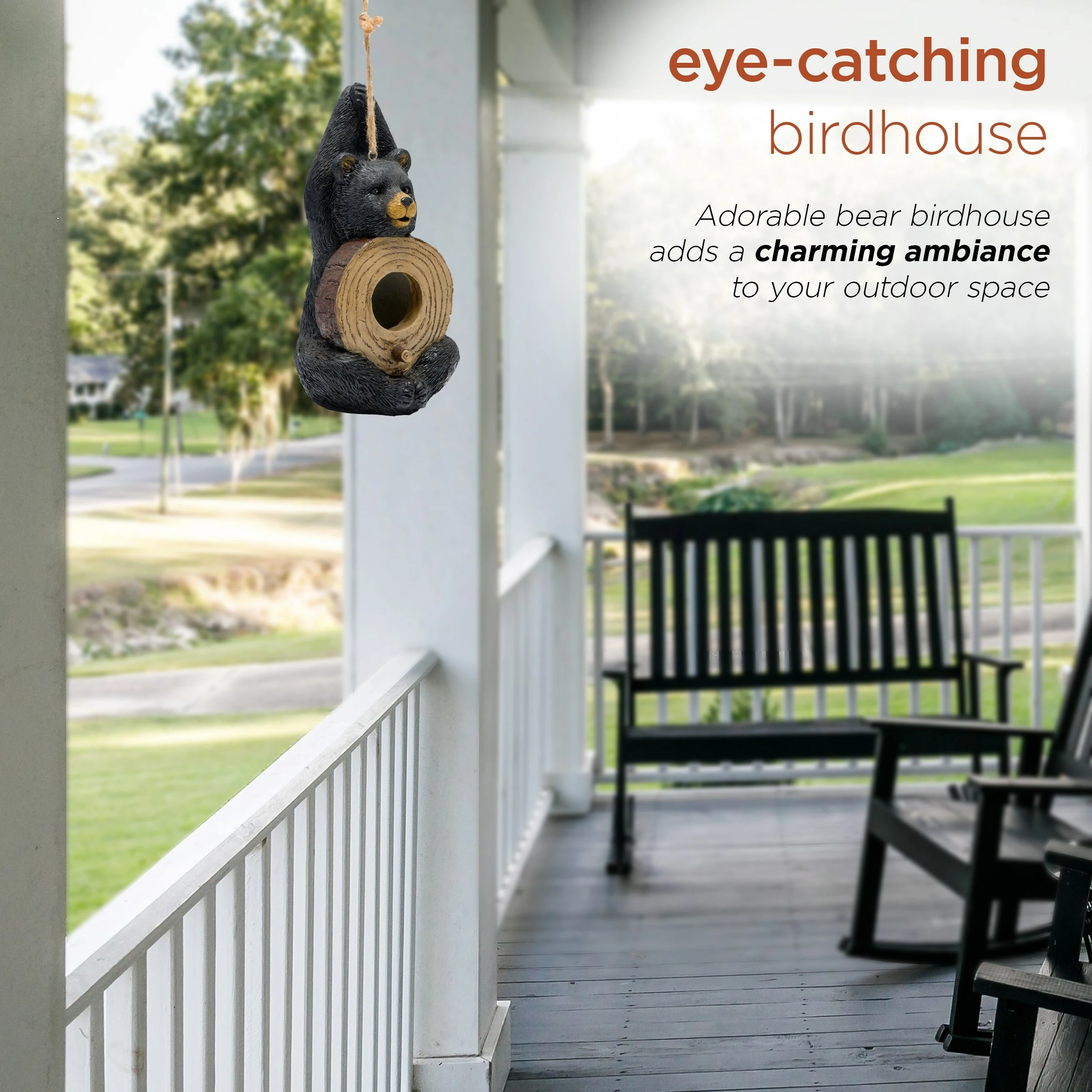 Budget π€© Alpine Corporation 10" Tall Outdoor Bear Shaped Hanging Birdhouse And Perch π - Image 4