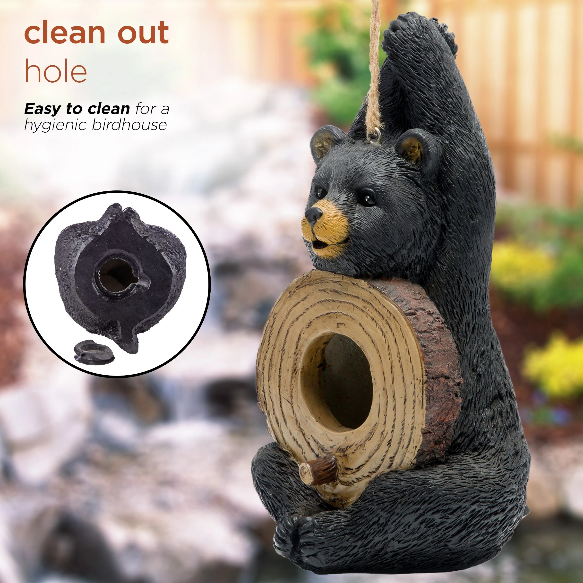 Budget π€© Alpine Corporation 10" Tall Outdoor Bear Shaped Hanging Birdhouse And Perch π - Image 5