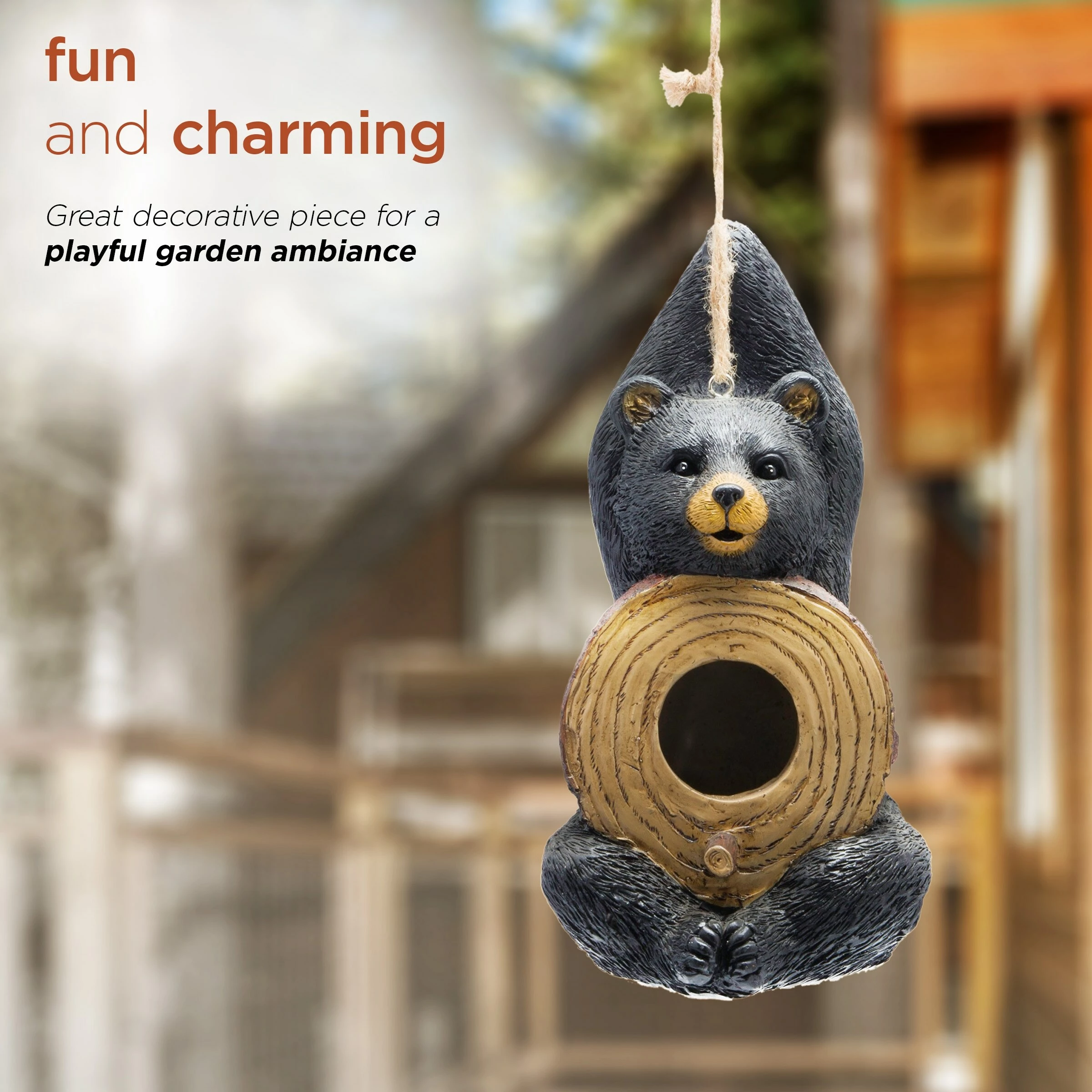 Budget π€© Alpine Corporation 10" Tall Outdoor Bear Shaped Hanging Birdhouse And Perch π - Image 6