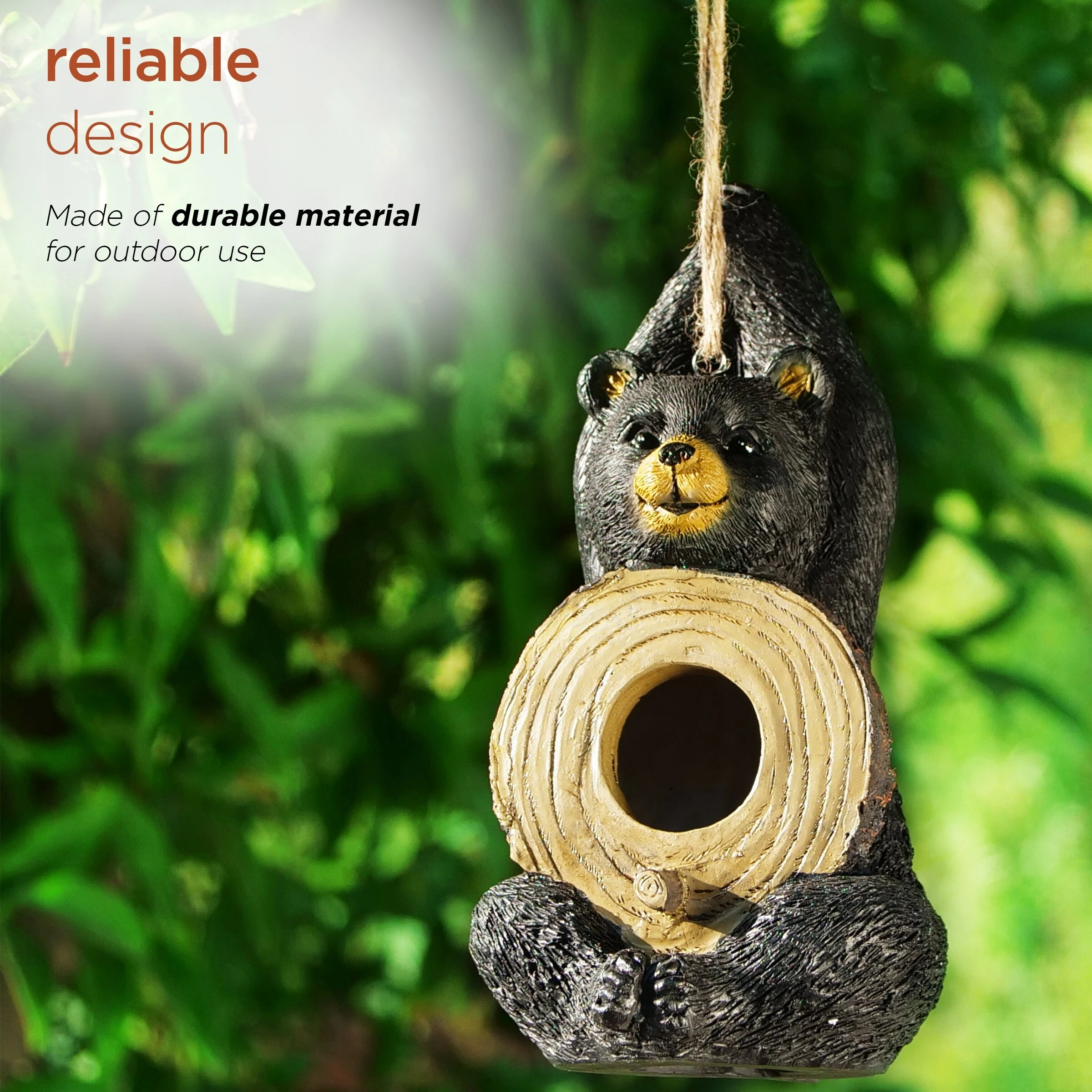 Budget π€© Alpine Corporation 10" Tall Outdoor Bear Shaped Hanging Birdhouse And Perch π - Image 7