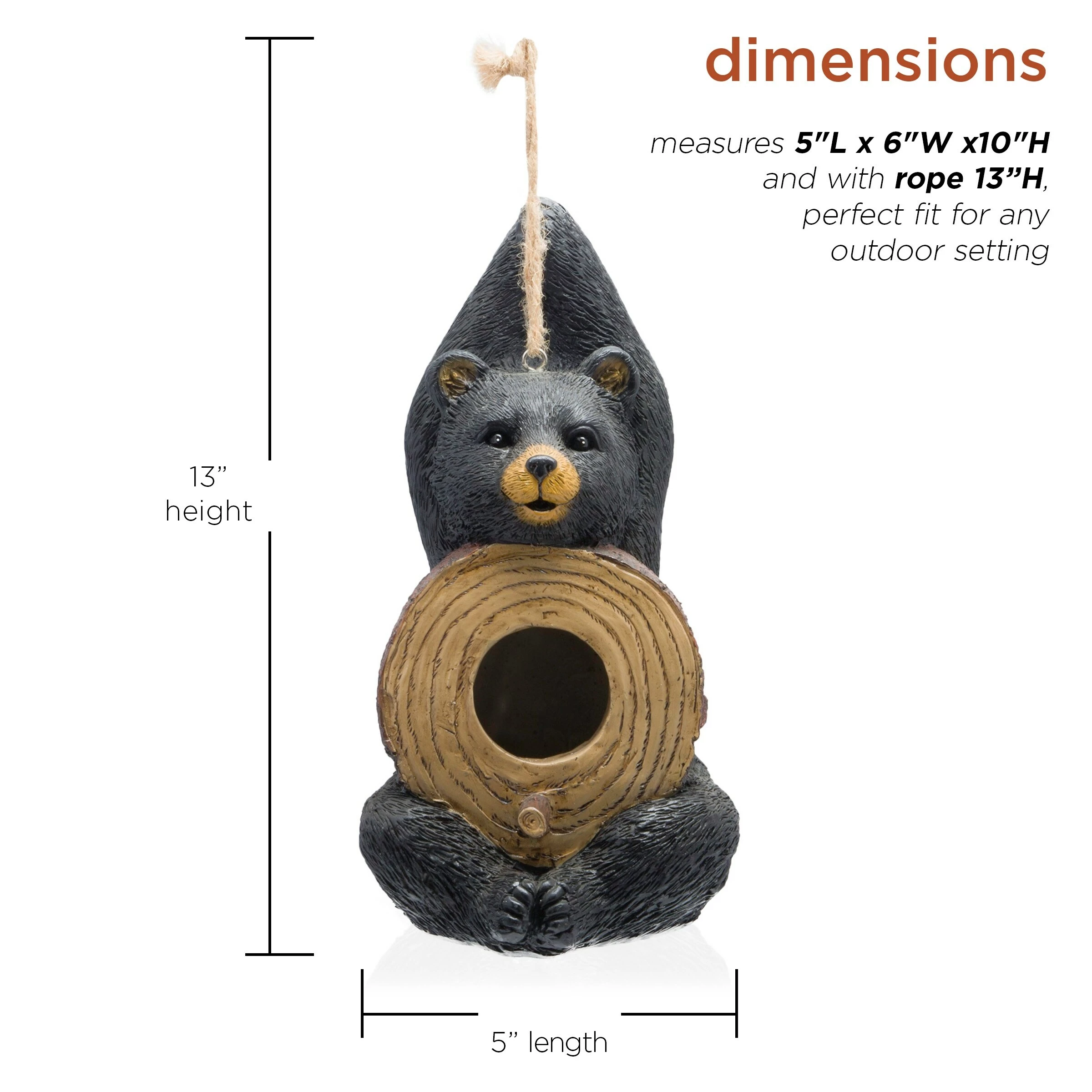 Budget π€© Alpine Corporation 10" Tall Outdoor Bear Shaped Hanging Birdhouse And Perch π - Image 3