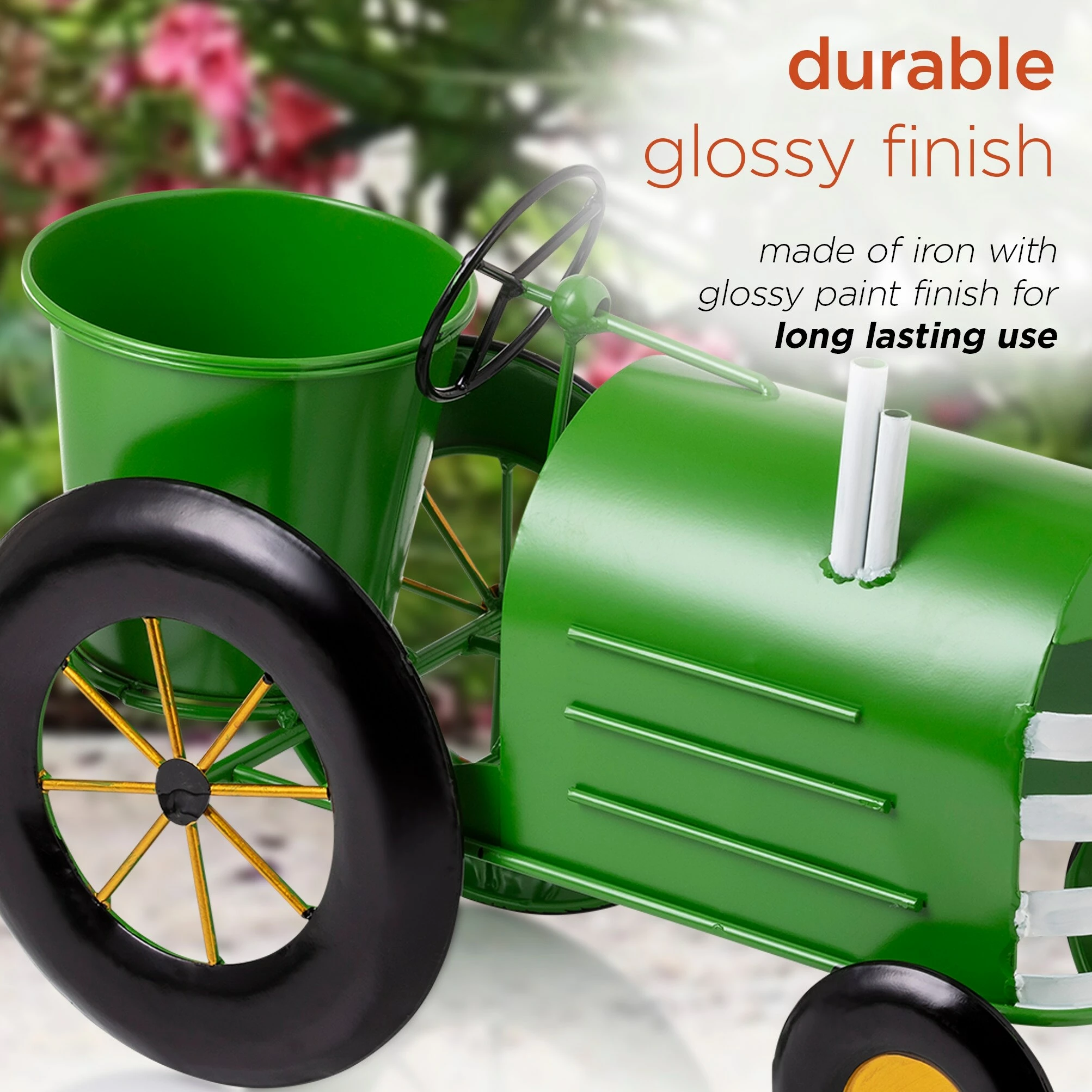Best Pirce 🔔 Alpine Corporation 11" Tall Indoor/Outdoor Vintage Style Metal Tractor Planter, Lime Green - 8' X 10' 👍 9 Best Pirce 🔔 Alpine Corporation 11" Tall Indoor/Outdoor Vintage Style Metal Tractor Planter, Lime Green - 8' X 10' 👍 - Image 7