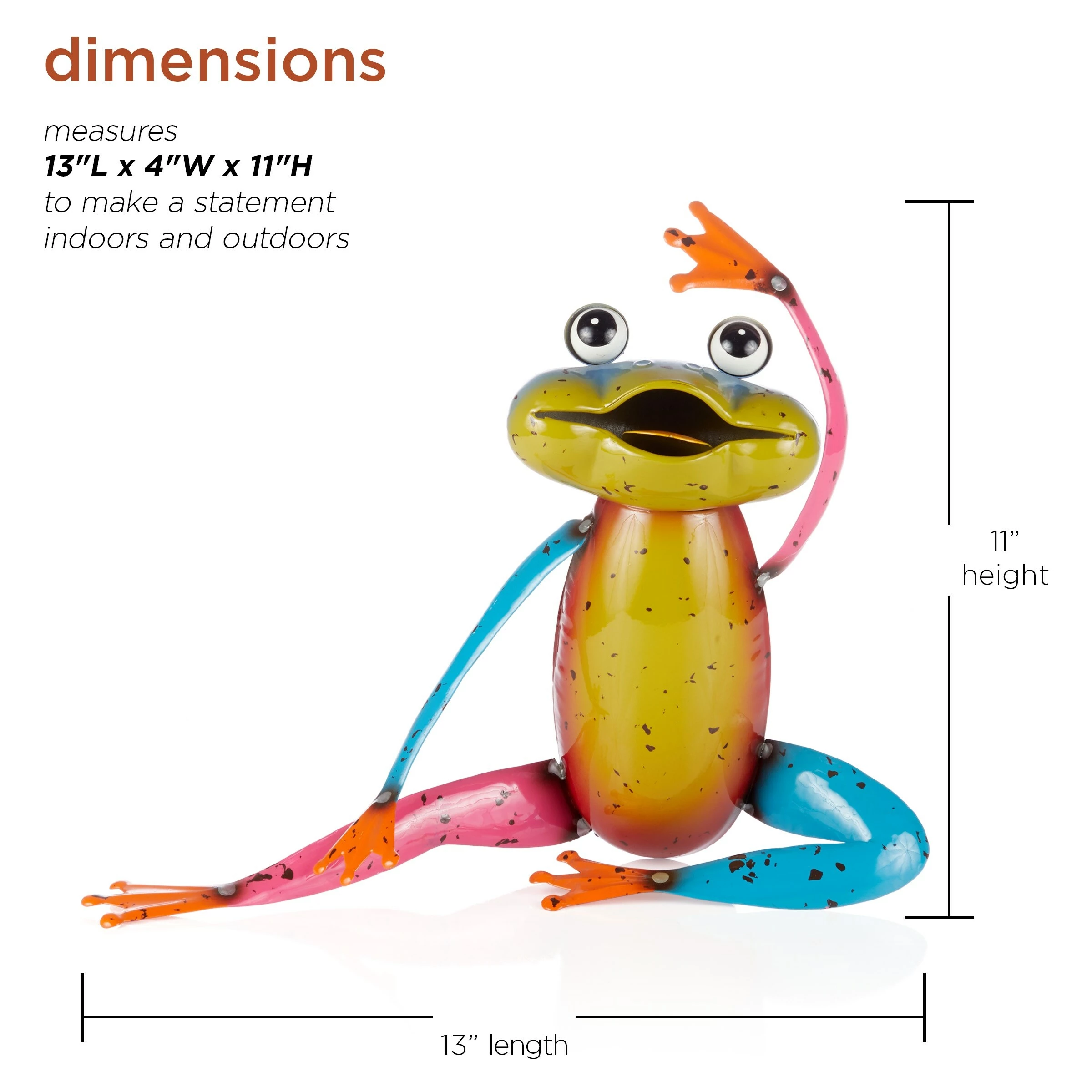 Best Sale 🧨 Alpine Corporation 11"H Indoor/Outdoor Colorful Metal Stretching Yoga Frog Decorative Garden Statue 🥰 - Image 3