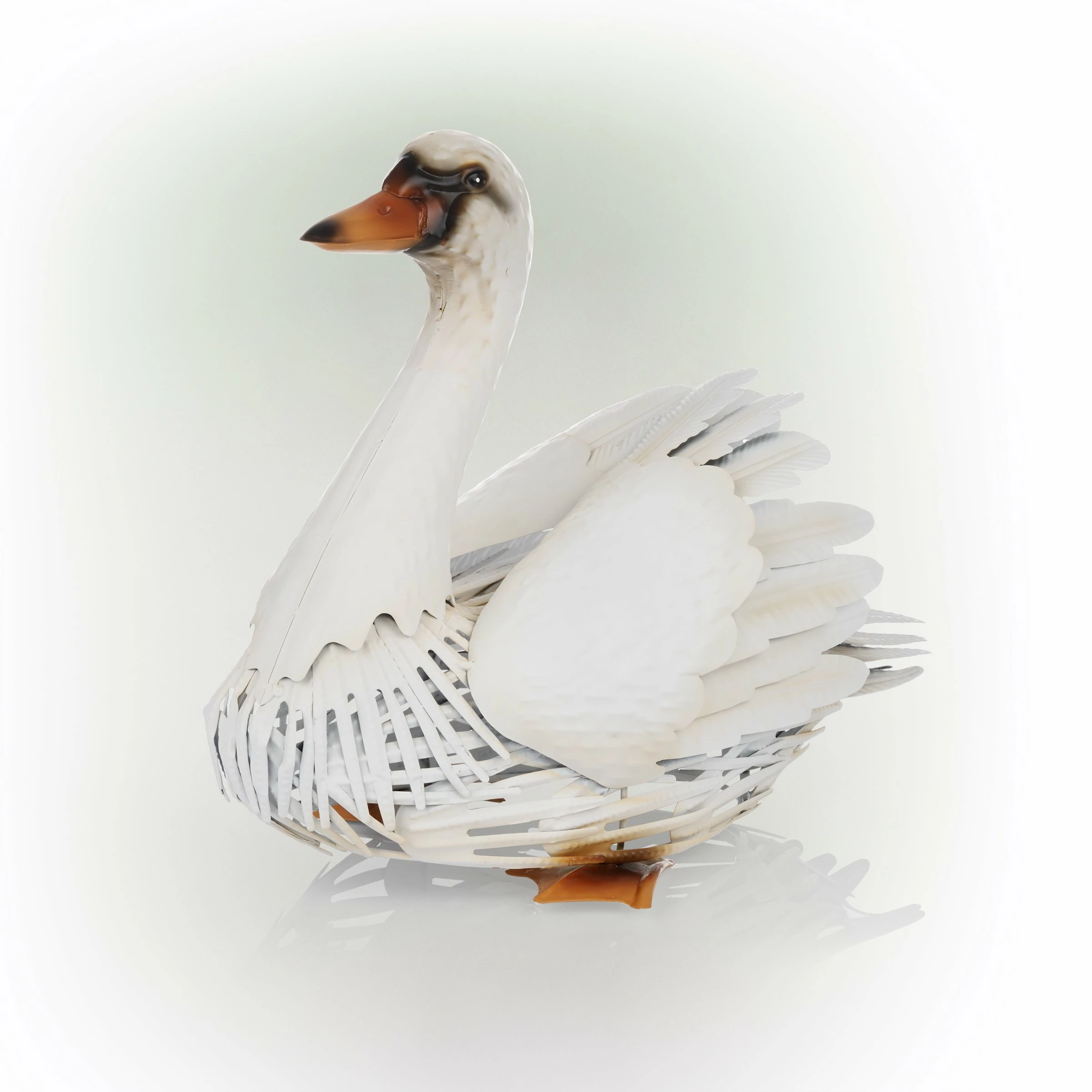 Cheap π₯° Alpine Corporation 11"H Indoor/Outdoor Metal White Swan Decorative Garden Statue β¨ - Image 2
