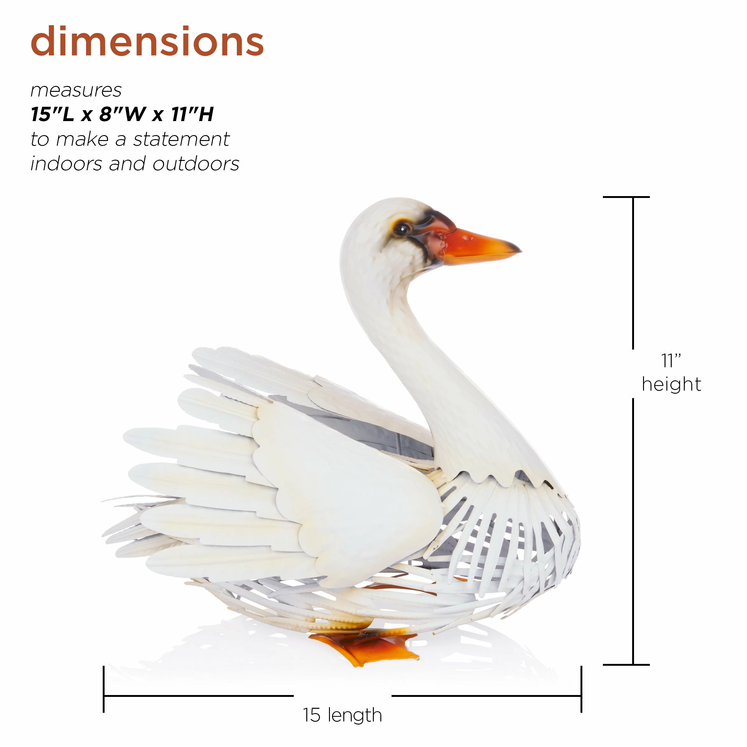 Cheap π₯° Alpine Corporation 11"H Indoor/Outdoor Metal White Swan Decorative Garden Statue β¨ - Image 3