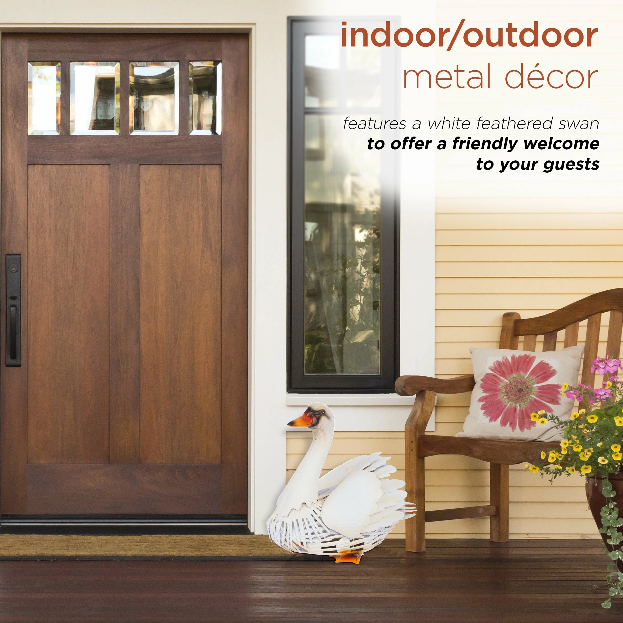 Cheap π₯° Alpine Corporation 11"H Indoor/Outdoor Metal White Swan Decorative Garden Statue β¨ - Image 4