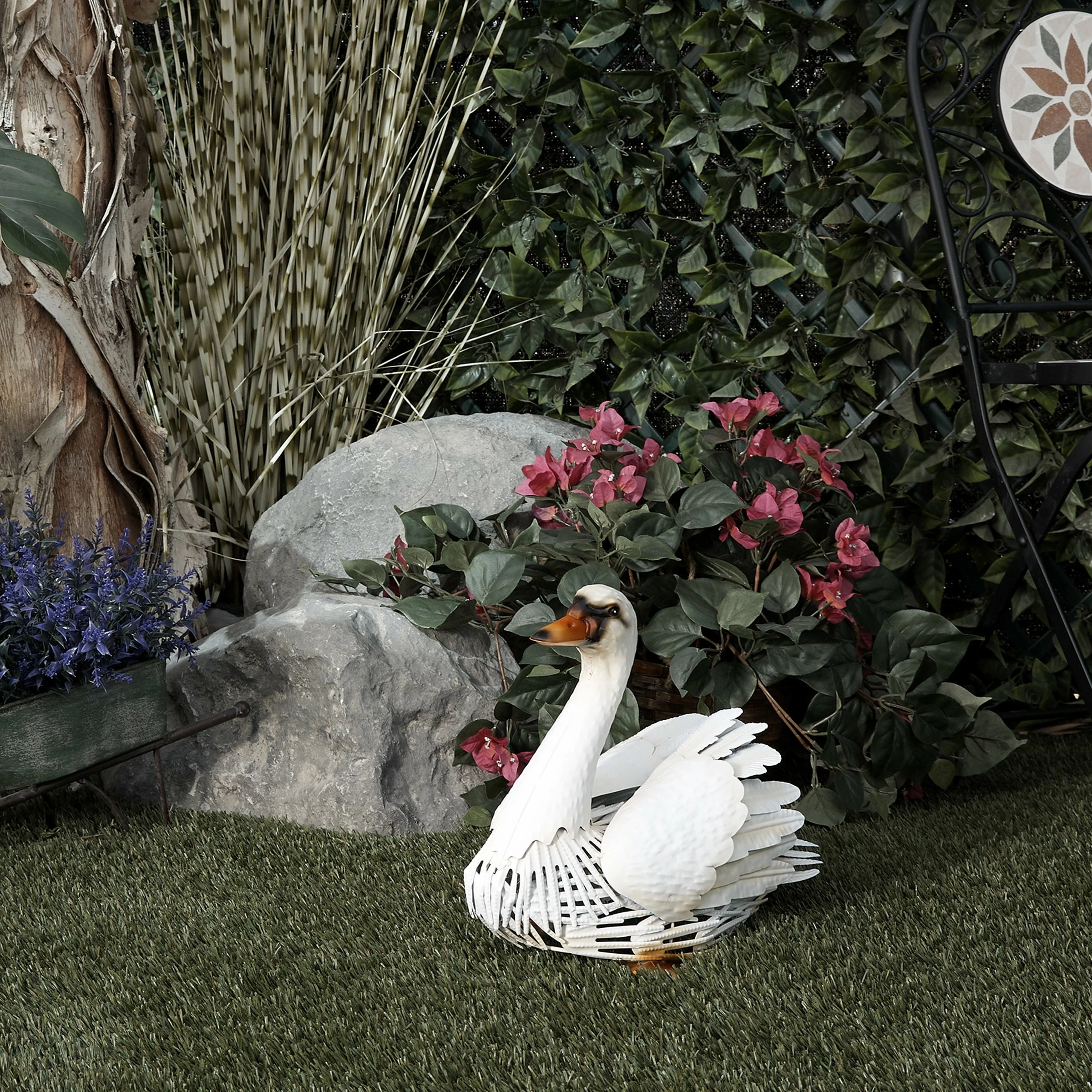 Cheap π₯° Alpine Corporation 11"H Indoor/Outdoor Metal White Swan Decorative Garden Statue β¨