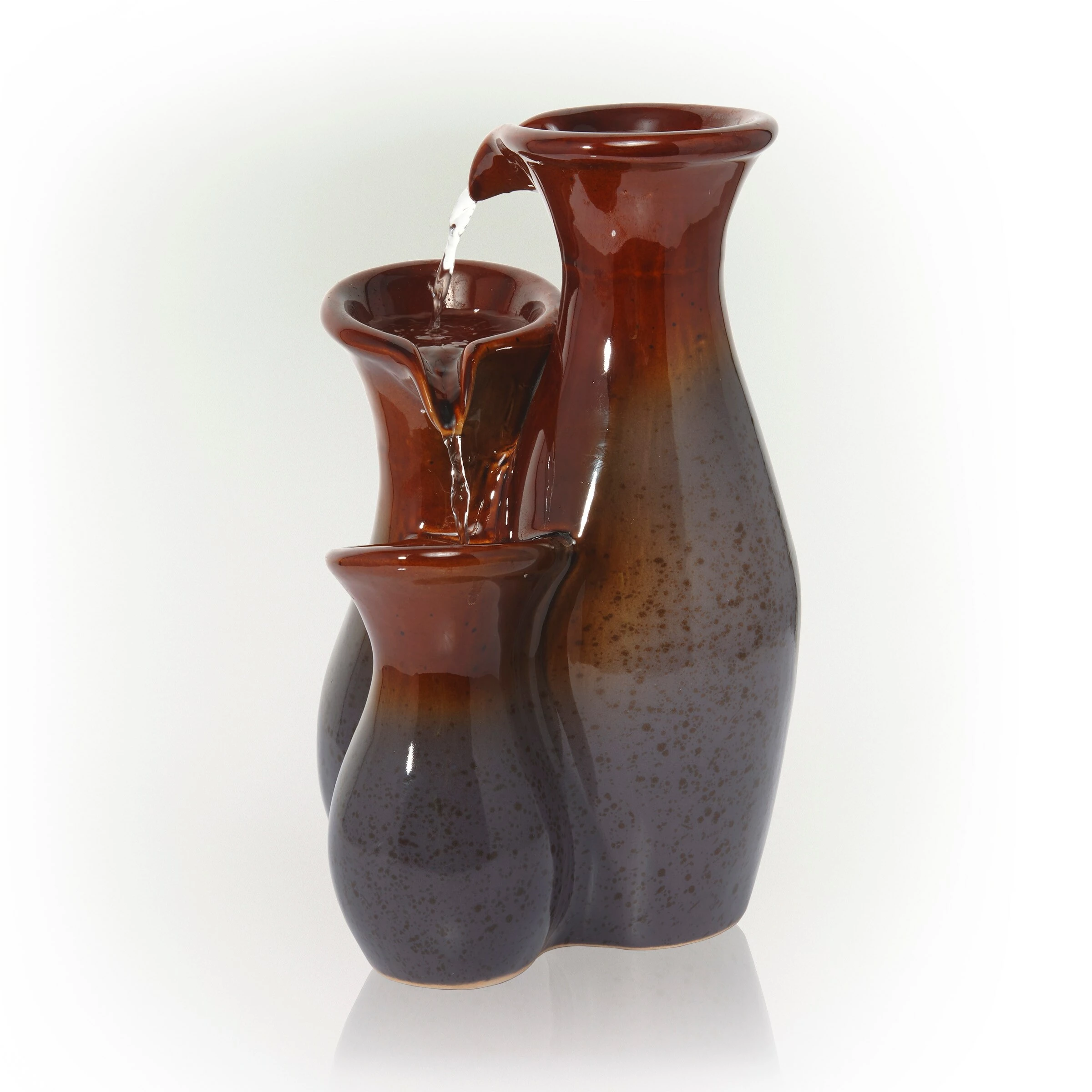 Coupon π― Alpine Corporation 11"H Indoor Tiered Glossy Ceramic Vase Tabletop Fountain, Brown/Gray π - Image 9