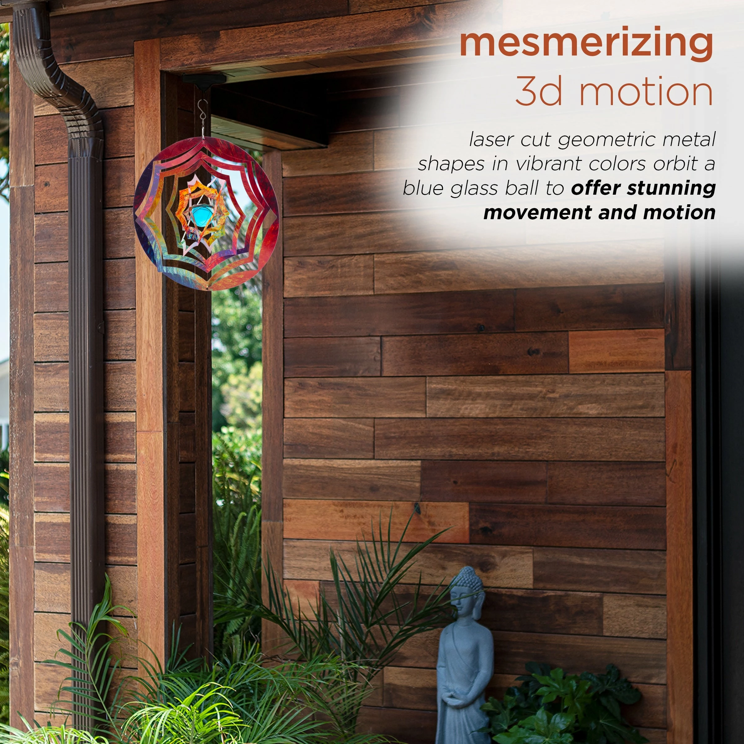 Wholesale π₯° Alpine Corporation 12" Round Outdoor Hanging Metal Planet Wind Spinner With Blue Glass Ball π - Image 4