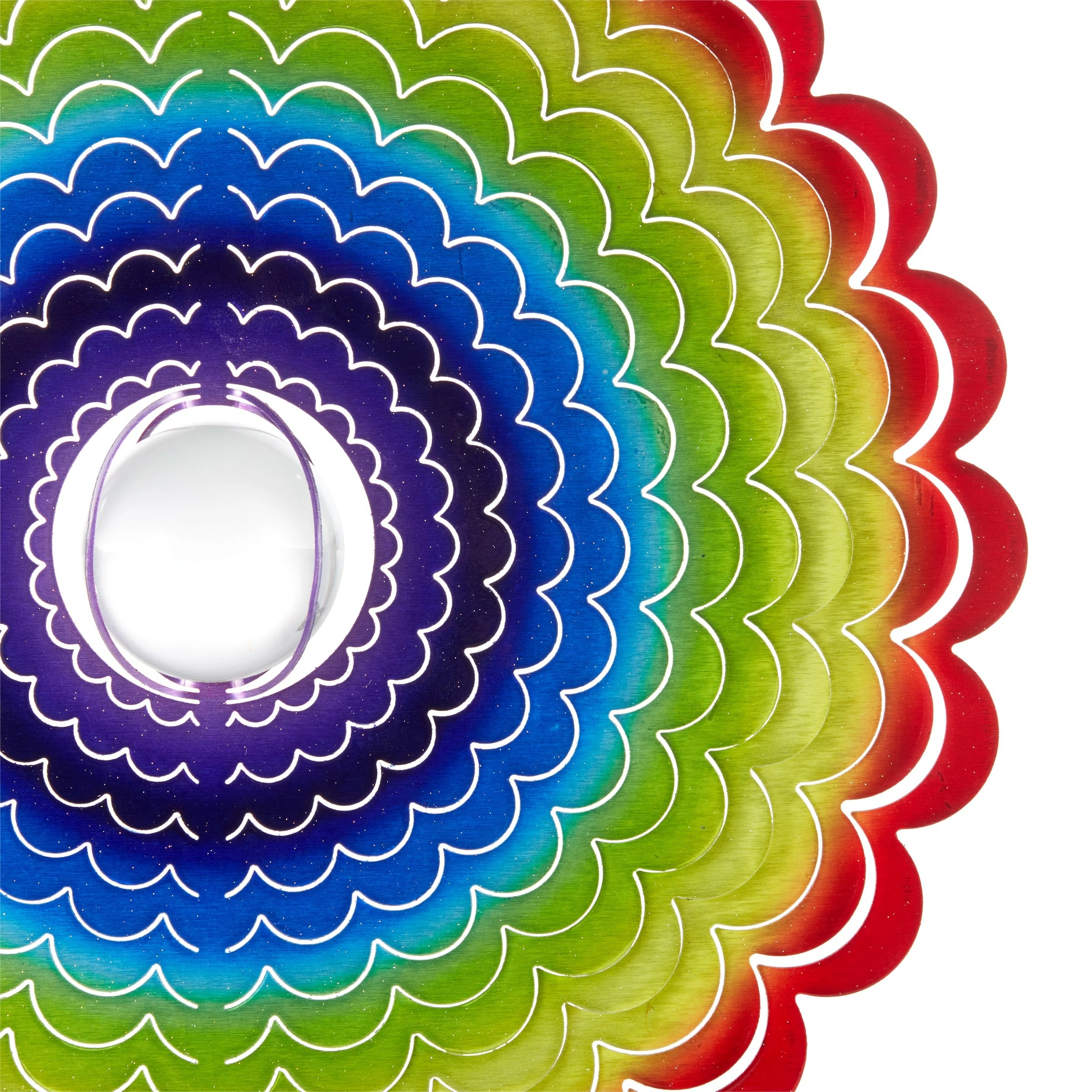 New 🤩 Alpine Corporation 12" Round Outdoor Hanging Rainbow Flower Metal Planet Wind Spinner With Clear Glass Ball ❤️ - Image 10