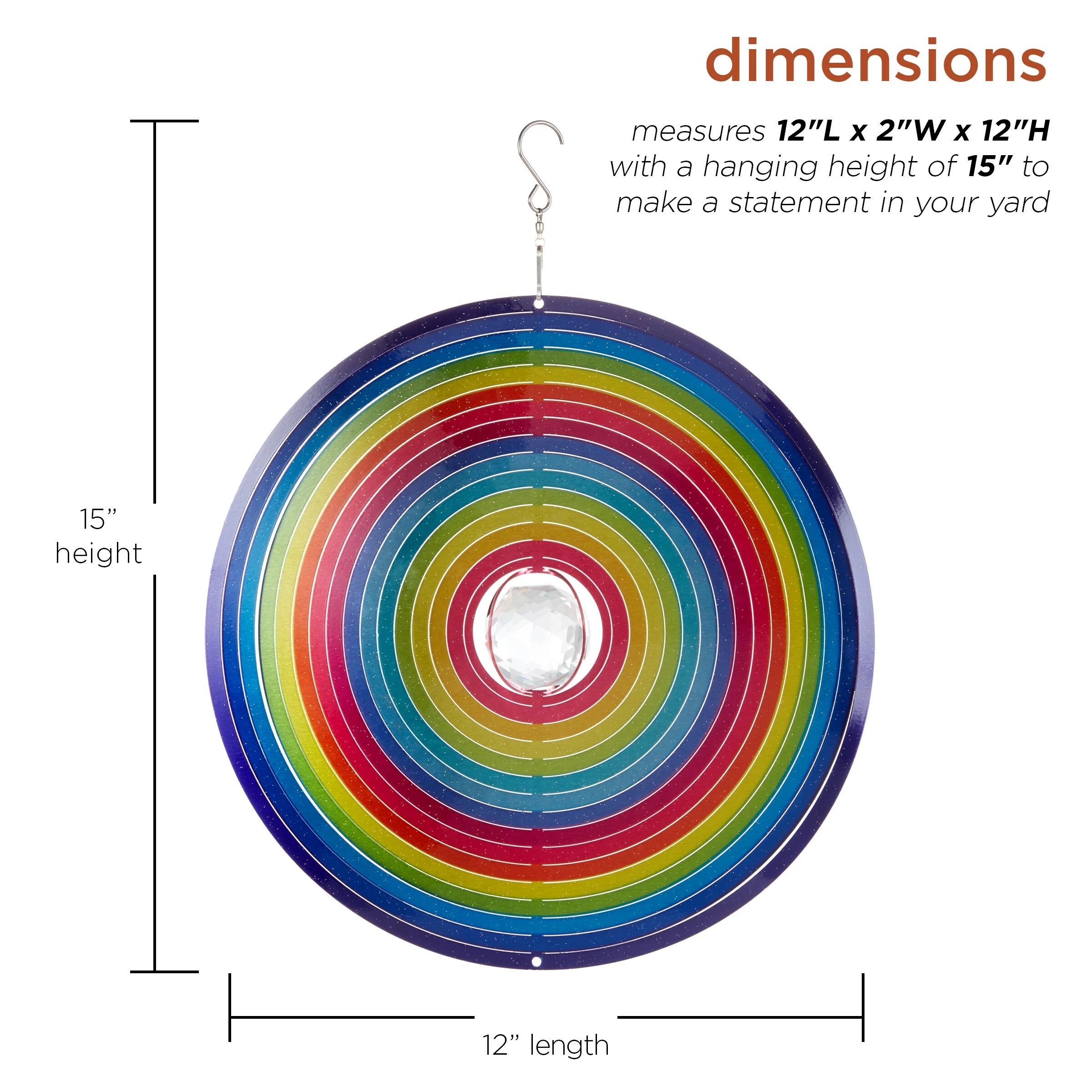 Deals π Alpine Corporation 12" Round Outdoor Hanging Rainbow Metal Planet Wind Spinner With Clear Glass Ball βοΈ - Image 3