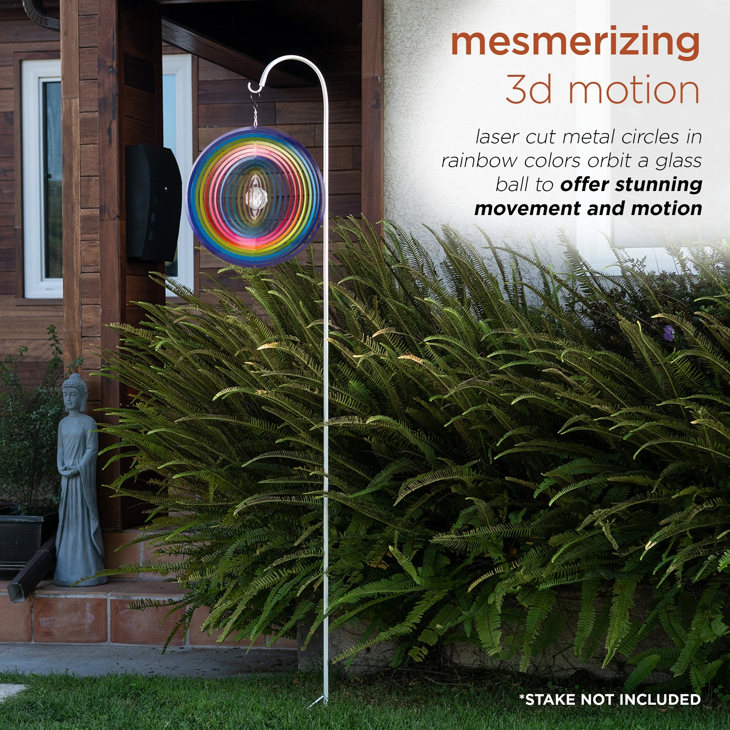 Deals π Alpine Corporation 12" Round Outdoor Hanging Rainbow Metal Planet Wind Spinner With Clear Glass Ball βοΈ - Image 4