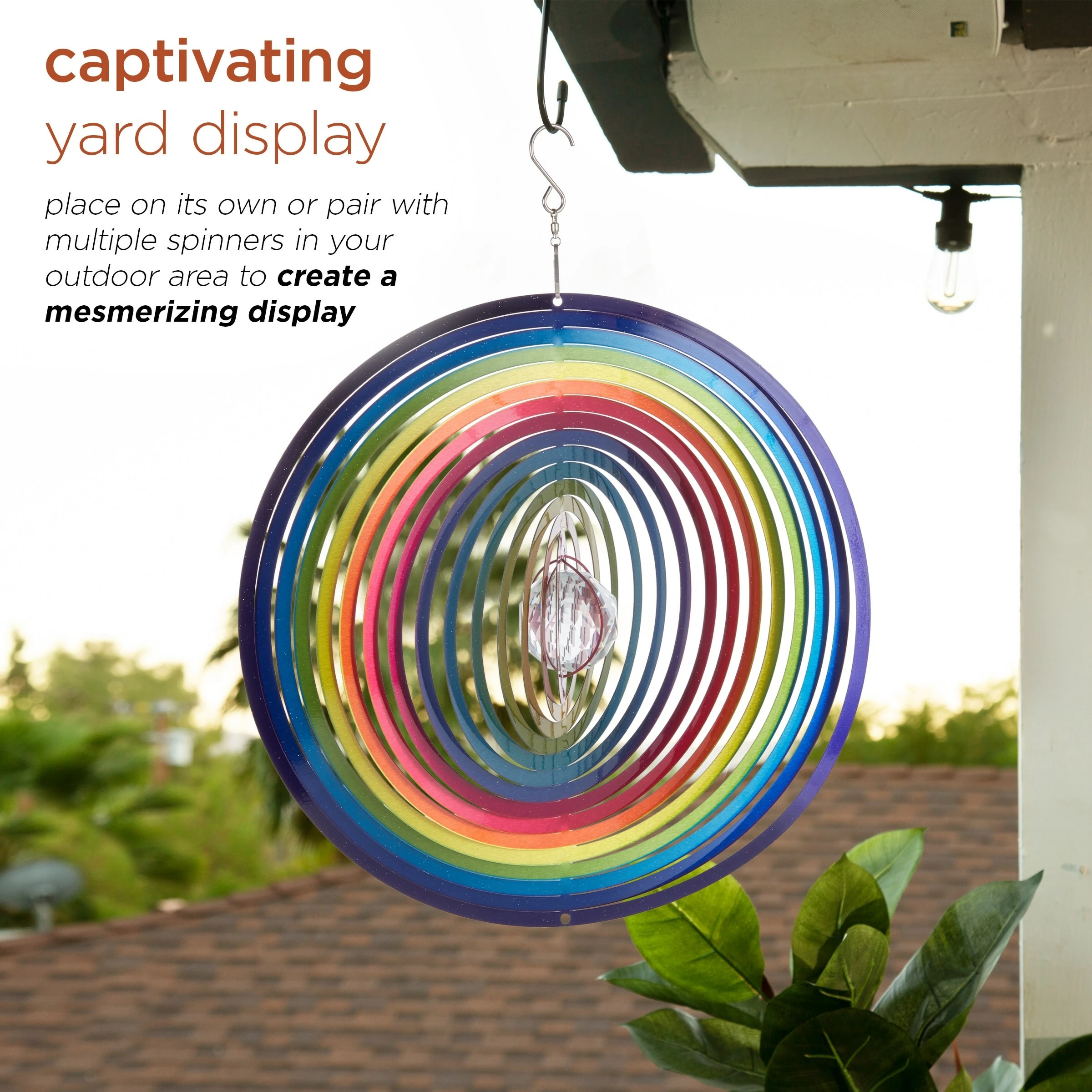 Deals π Alpine Corporation 12" Round Outdoor Hanging Rainbow Metal Planet Wind Spinner With Clear Glass Ball βοΈ - Image 5