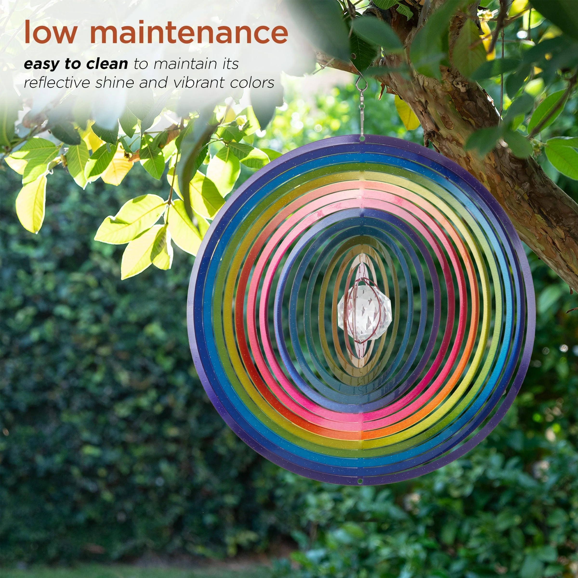 Deals π Alpine Corporation 12" Round Outdoor Hanging Rainbow Metal Planet Wind Spinner With Clear Glass Ball βοΈ - Image 6