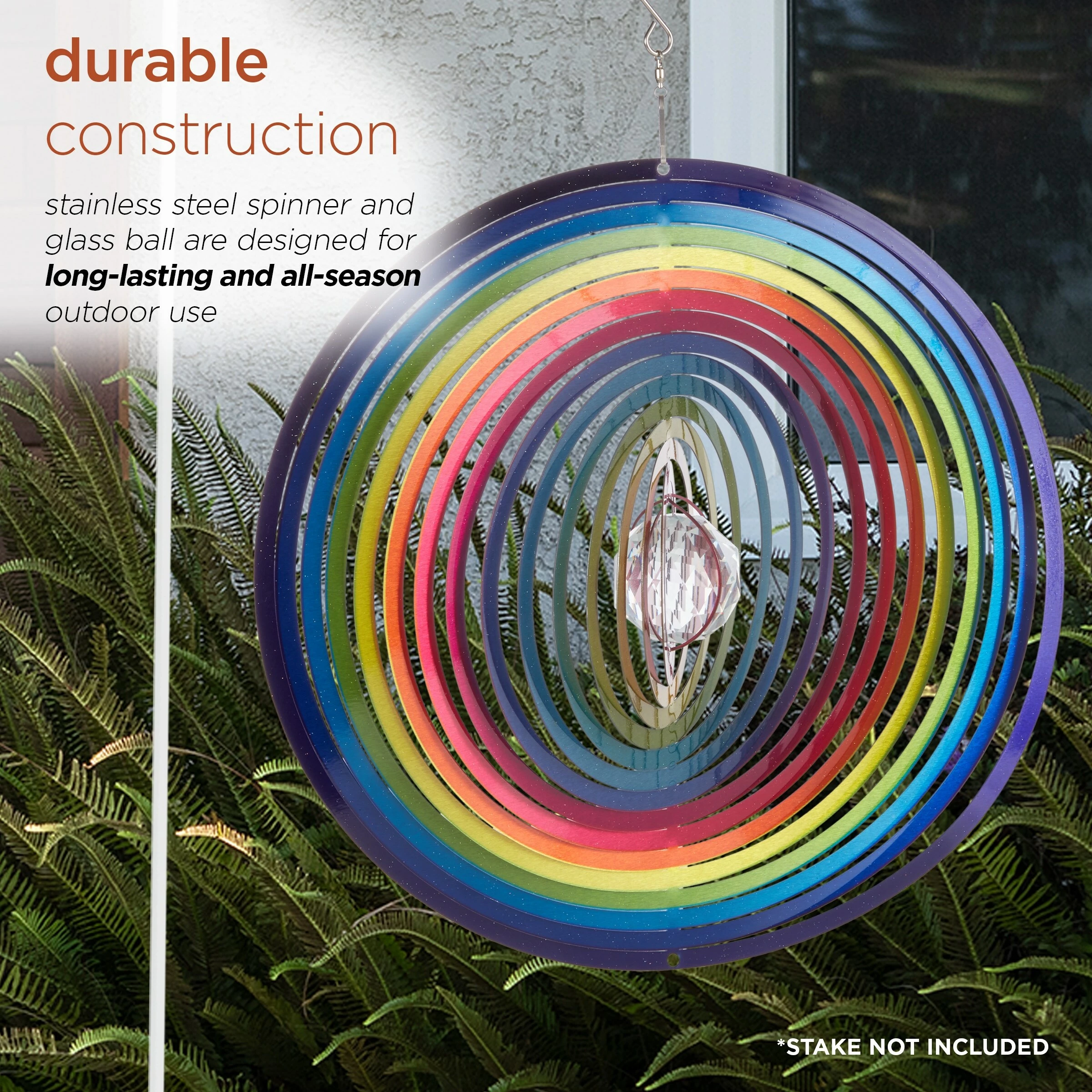 Deals π Alpine Corporation 12" Round Outdoor Hanging Rainbow Metal Planet Wind Spinner With Clear Glass Ball βοΈ - Image 7