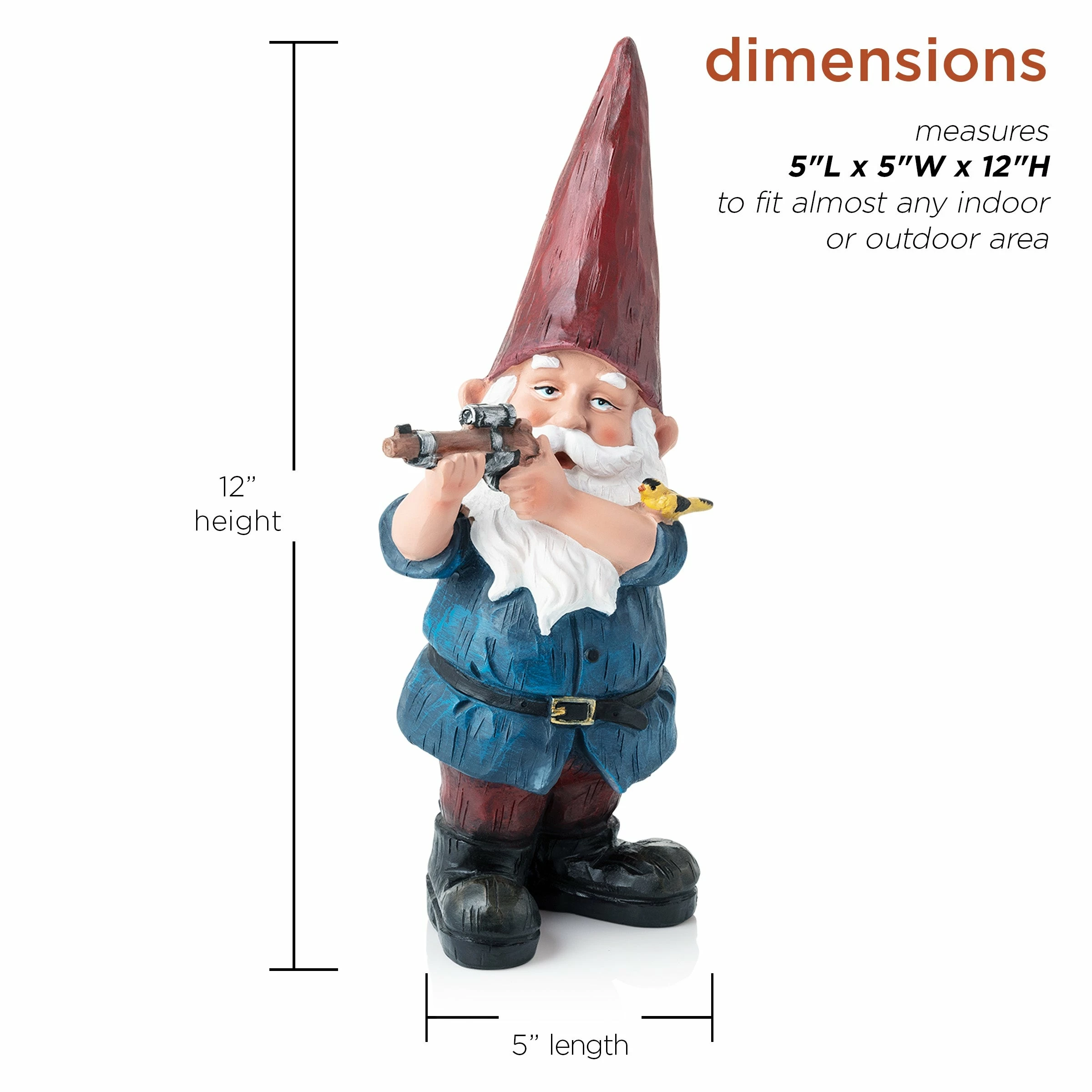 New π Alpine Corporation 12" Tall Outdoor Hunting Garden Gnome Yard Statue Blue π― - Image 14