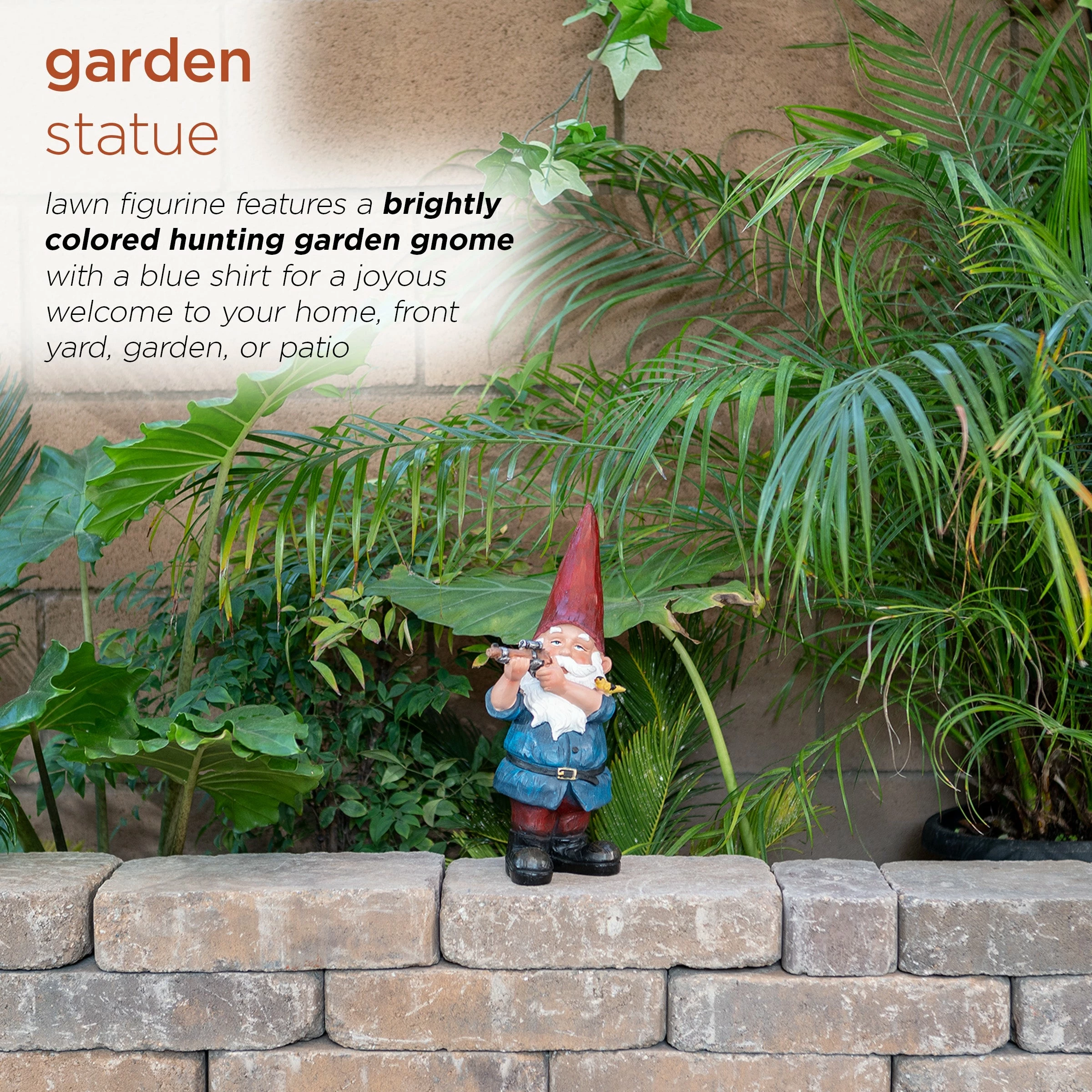 New π Alpine Corporation 12" Tall Outdoor Hunting Garden Gnome Yard Statue Blue π― - Image 15