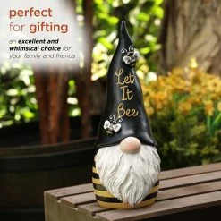 Best deal 🧨 Alpine Corporation 12"H "Let It Bee" Indoor/Outdoor Garden Gnome Statue, Black/Yellow 🛒 -Alpine Corporation Sales Alpine Corporation 1222H 22Let It Bee22 Indoor Outdoor Garden Gnome Statue2C Black Yellow 4