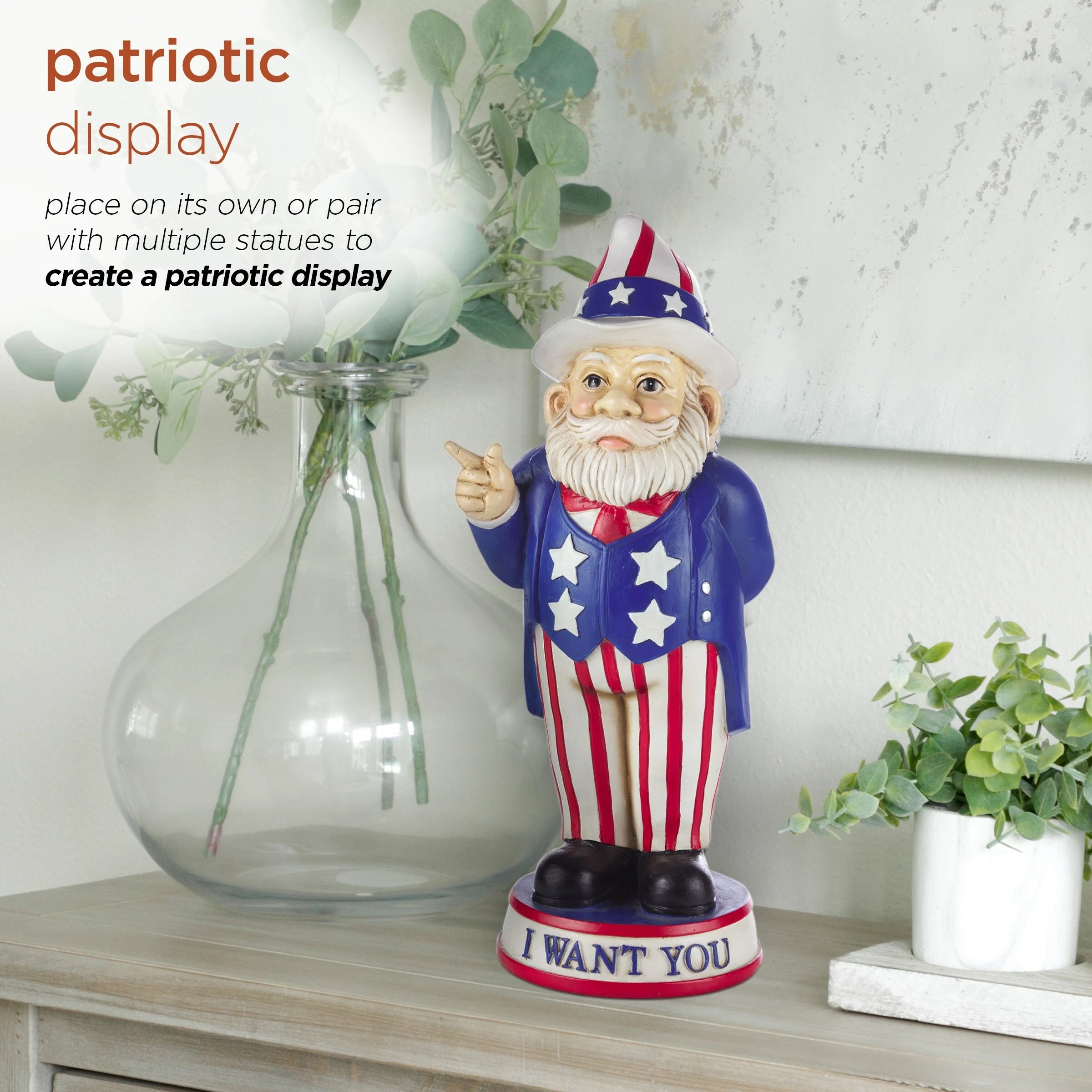 Deals π₯ Alpine Corporation 12"H Uncle Sam "I Want You" Indoor/Outdoor Garden Gnome Statue, Red/White/Blue π₯ 8 Deals π₯ Alpine Corporation 12"H Uncle Sam "I Want You" Indoor/Outdoor Garden Gnome Statue, Red/White/Blue π₯ - Image 6